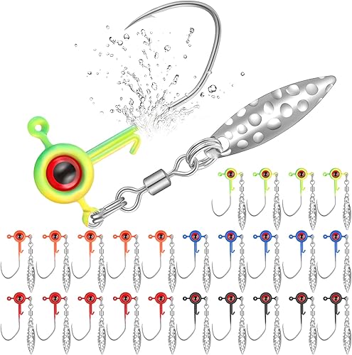 Juego de cabezas de plantilla de crappie, gancho de cabeza de pesca para pesca con bola de ojo, 116 onzas de cabeza de plomo de gancho de la