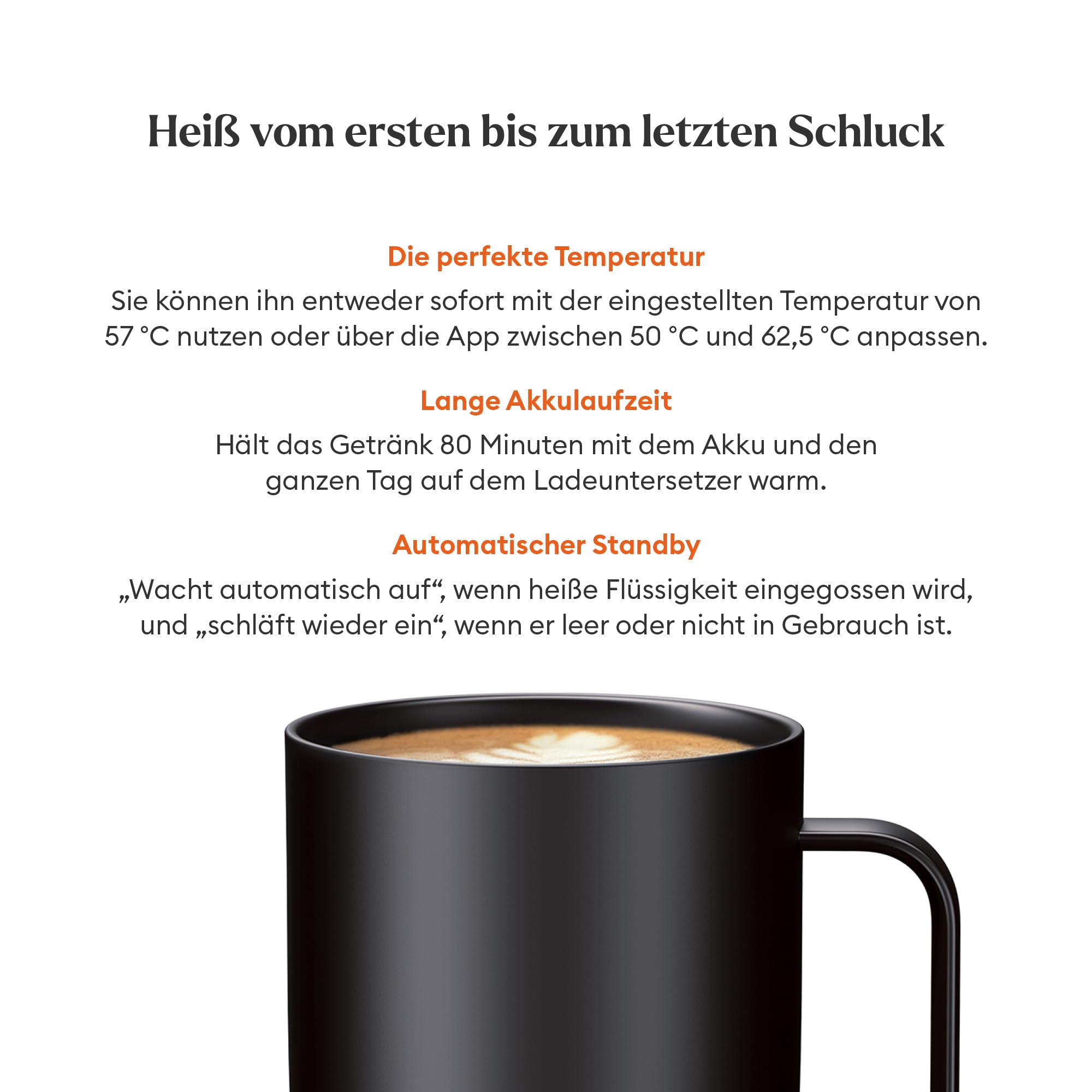 Ember Smart Mug 2 mit Temperatureinstellung – 414 ml, per App steuerbar, wiederaufladbarer, aufheizbarer Kaffeebecher mit Intelligent LED Display, 80-Minuten-Akku und verbessertes Design, Schwarz | App-gesteuerte beheizte Kaffeetasse mit 80 Min