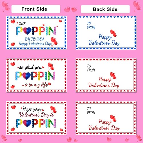 Miniatura 7 de JUNQIU - Regalos para el día de San Valentín para niños, paquete de 30 tarjetas de San Valentín para el aula de niños, pulseras POP de corazón,