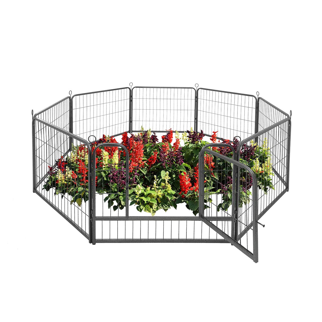 CAPHAUS Decorative Garden Fence, 24 Inch x 21 FT Heavy Duty Iron Fencing Landscape Patio Flower Bed Animal Barrier Border Edging Section, Panel Decor,