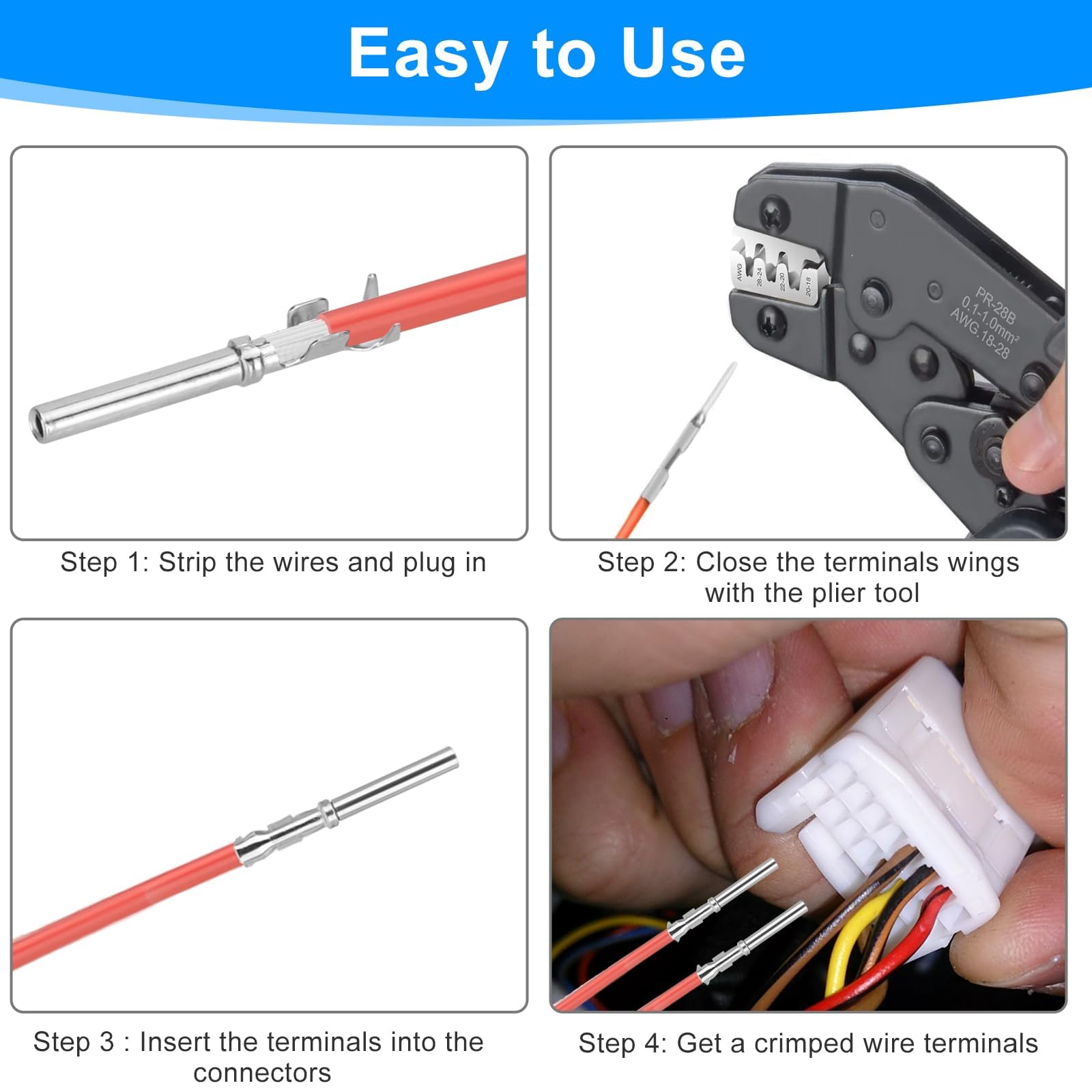Linkstyle Kit de 420 broches de connecteur - 21 types de bornes de fil électrique automobile - 1/1,5/1,8/2,2/2,8/3,5 mm - Prise non isolée mâle et femelle - Connecteurs de fils avec outil d'extraction