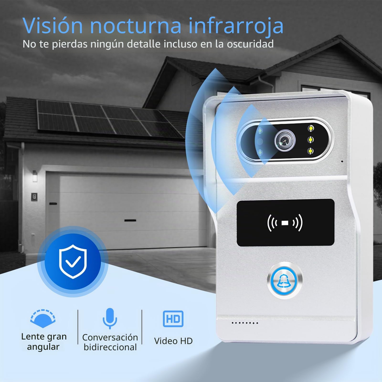 Videoportero WiFi Tuya 2 Hilos 7" RFID Visión Nocturna
