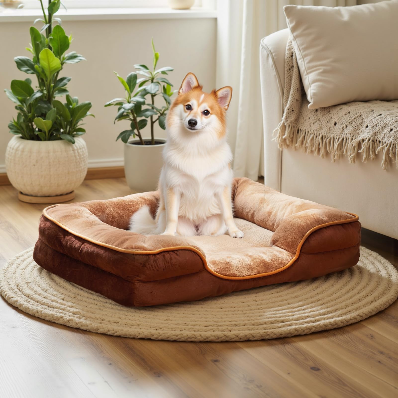 NEWBULIG 42x32 Inch Orthopedic Dog Bed Large Sized, Dog Couch/Sofa Bed with Washable Cover, Waterproof, Memory Foam, Soft Fluffy Surface - image 8