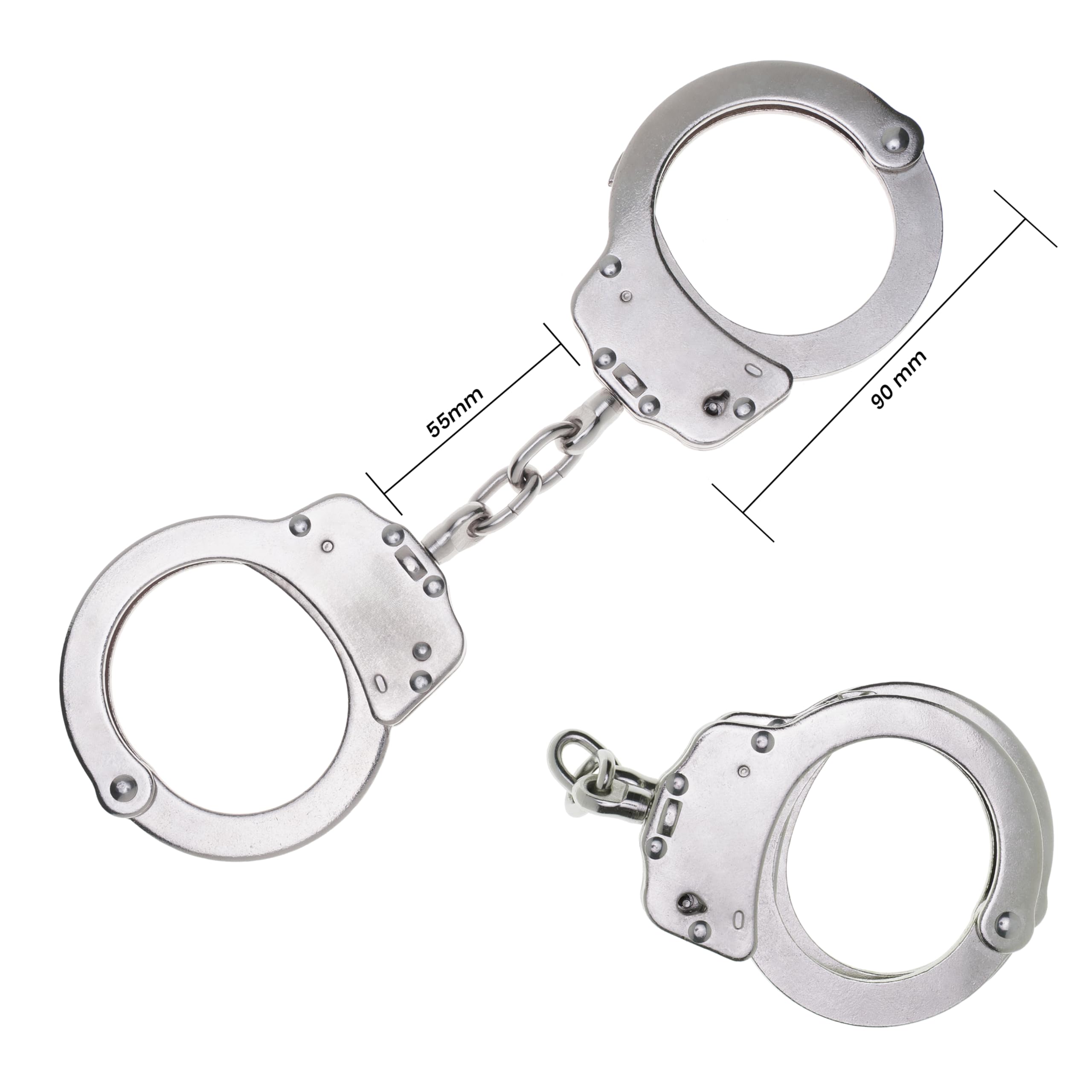 Armeria Lamanna Manette Polizia Vero, esposas profesionales de acero, doble cierre, incluye dos llaves, 20 posiciones, acero al carbono, medidas 23,5x9x1,5 CM