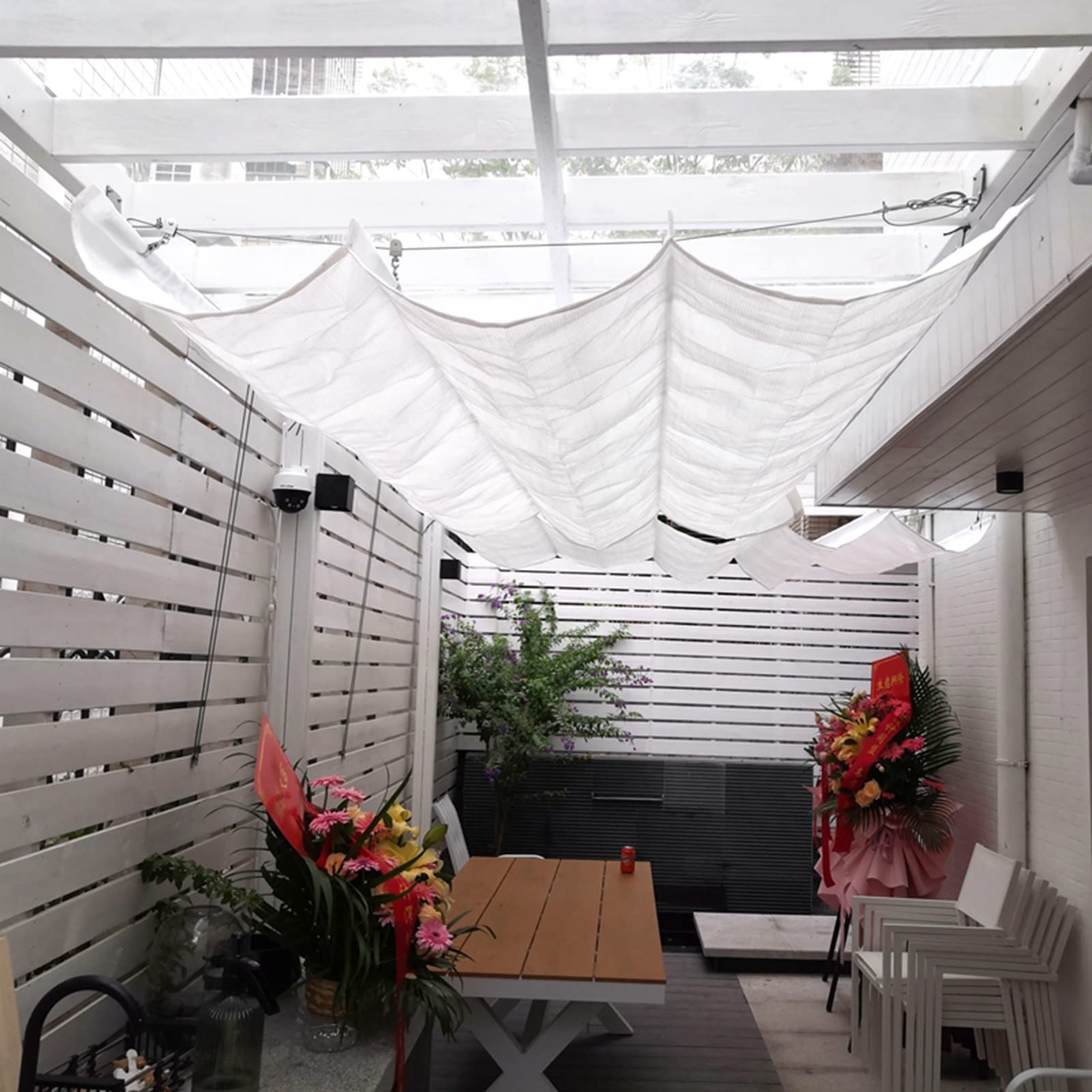 Vela Parasole Retrattile Wave Per Pergola E Terrazzo - HDPE 95% Protezione UV, Con Accessori Di Montaggio Completi - 3