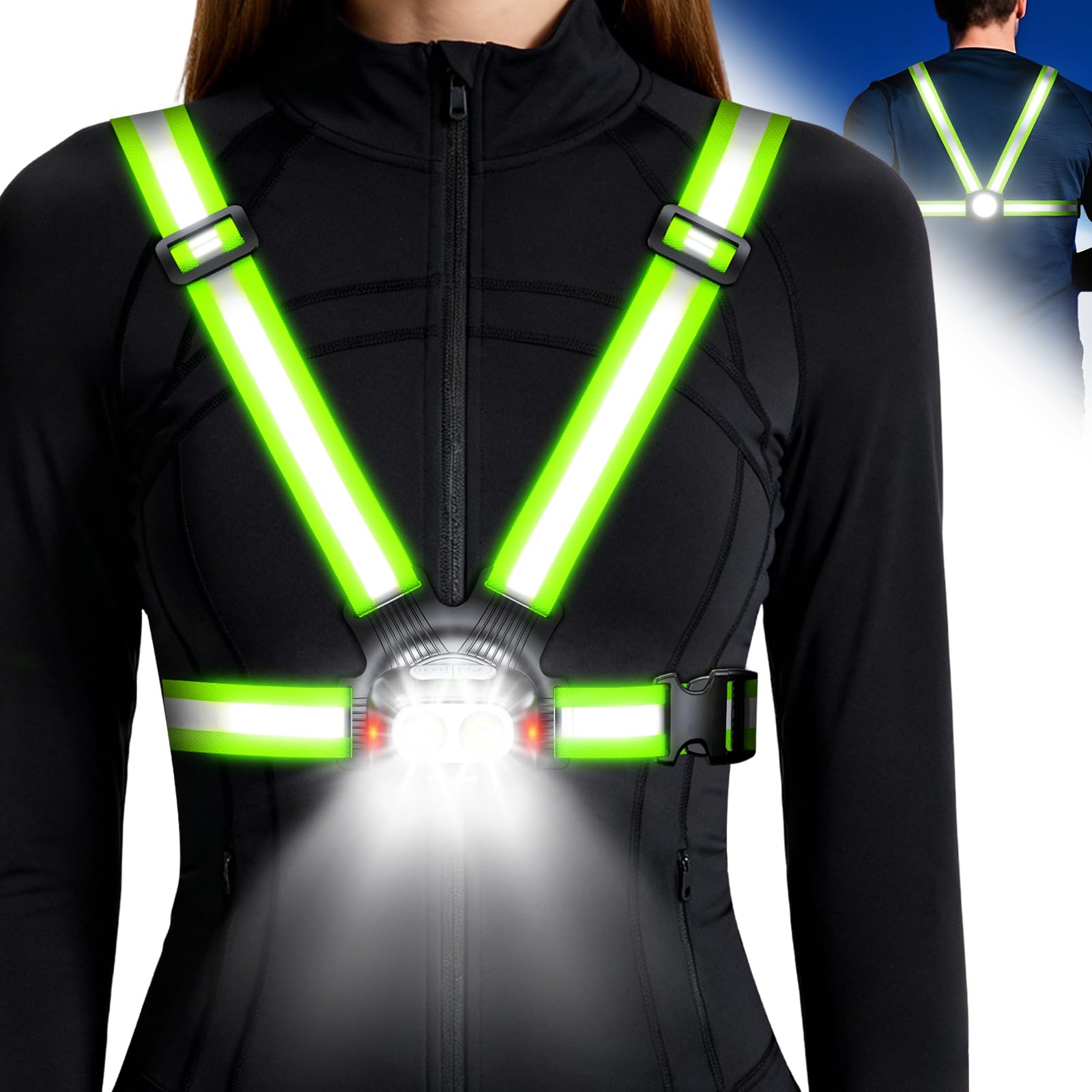 Mohard Luce Running 1800mAh 7 Modalità 45° Regolabile Gilet Catarifrangente USB Ricaricabile IPX4