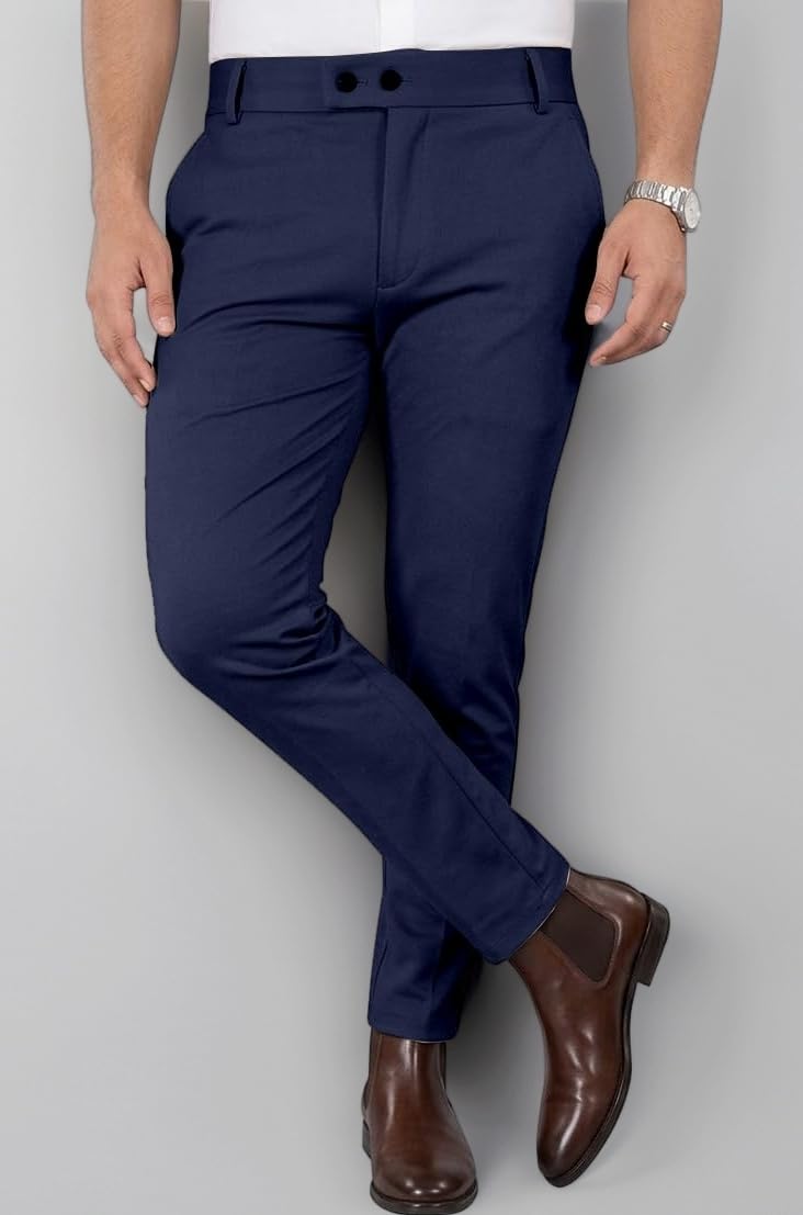 Men's Stretchable Stretchable Formal Pant Trousers | Stylish Slim Fit Men's Wear Trousers for Office or Party | Polycotton Knitted Fabric