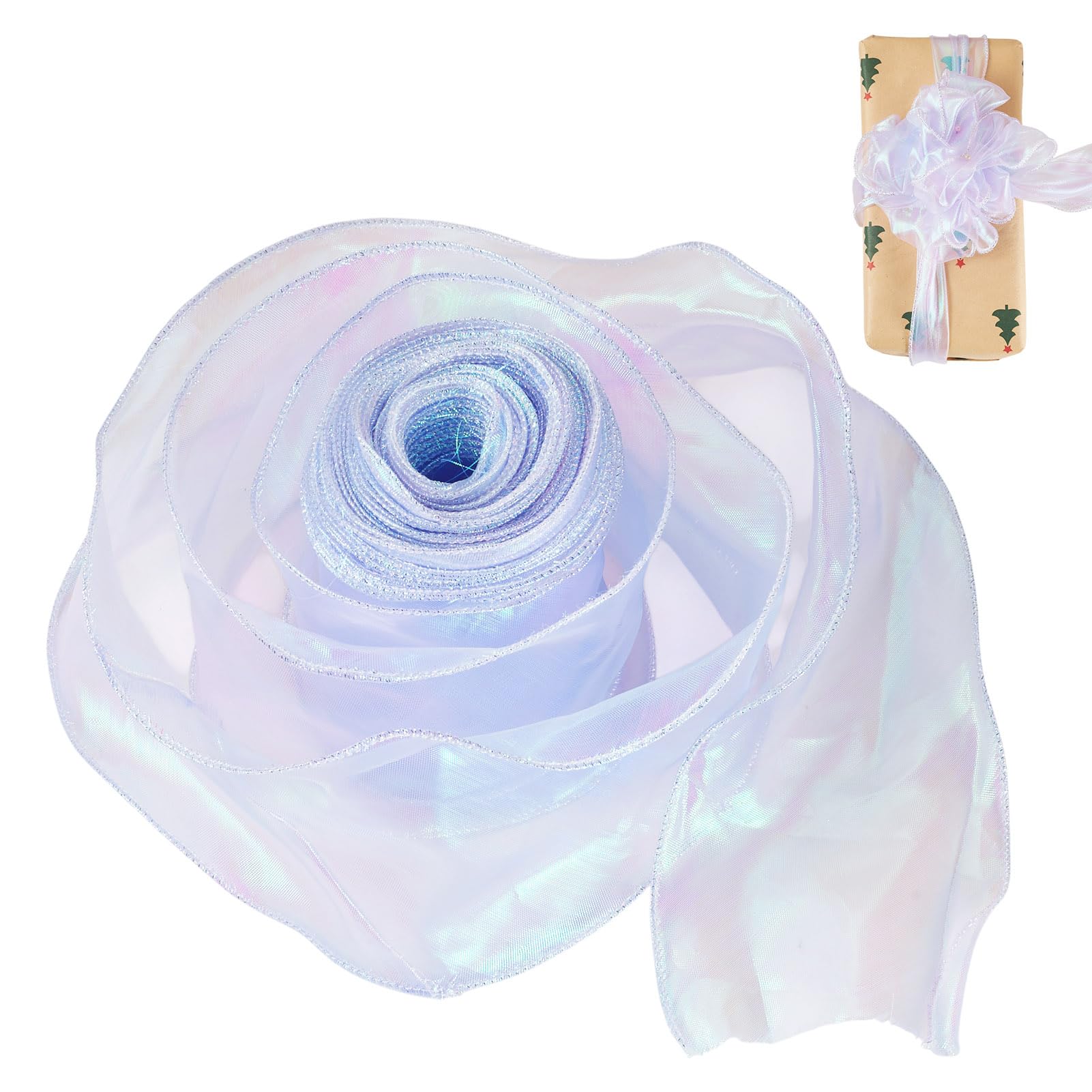 Spritewelry 15 Yards Iridescent Organza Ribbon Orchid Shimmer Chiffon Ribbon for Gift Wrapping Bouquets Wedding Christmas Home Party Decor 100mm โ image 1