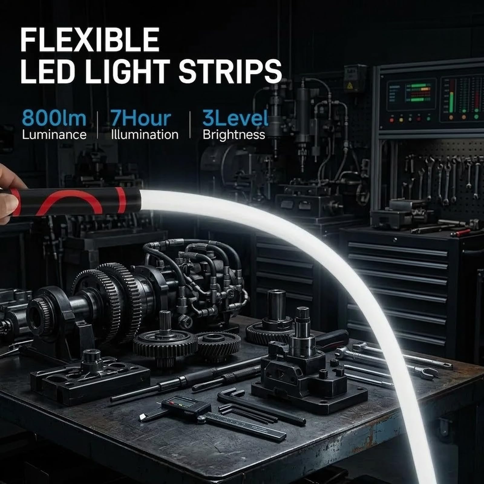 2 PCS Flexible LED Wand Torcia di ispezione ricaricabile a mani libere con 3 livelli luminosità flessibile per spazi ristretti Luce robusta riparazioni automobilistiche e progetti fai-da-te