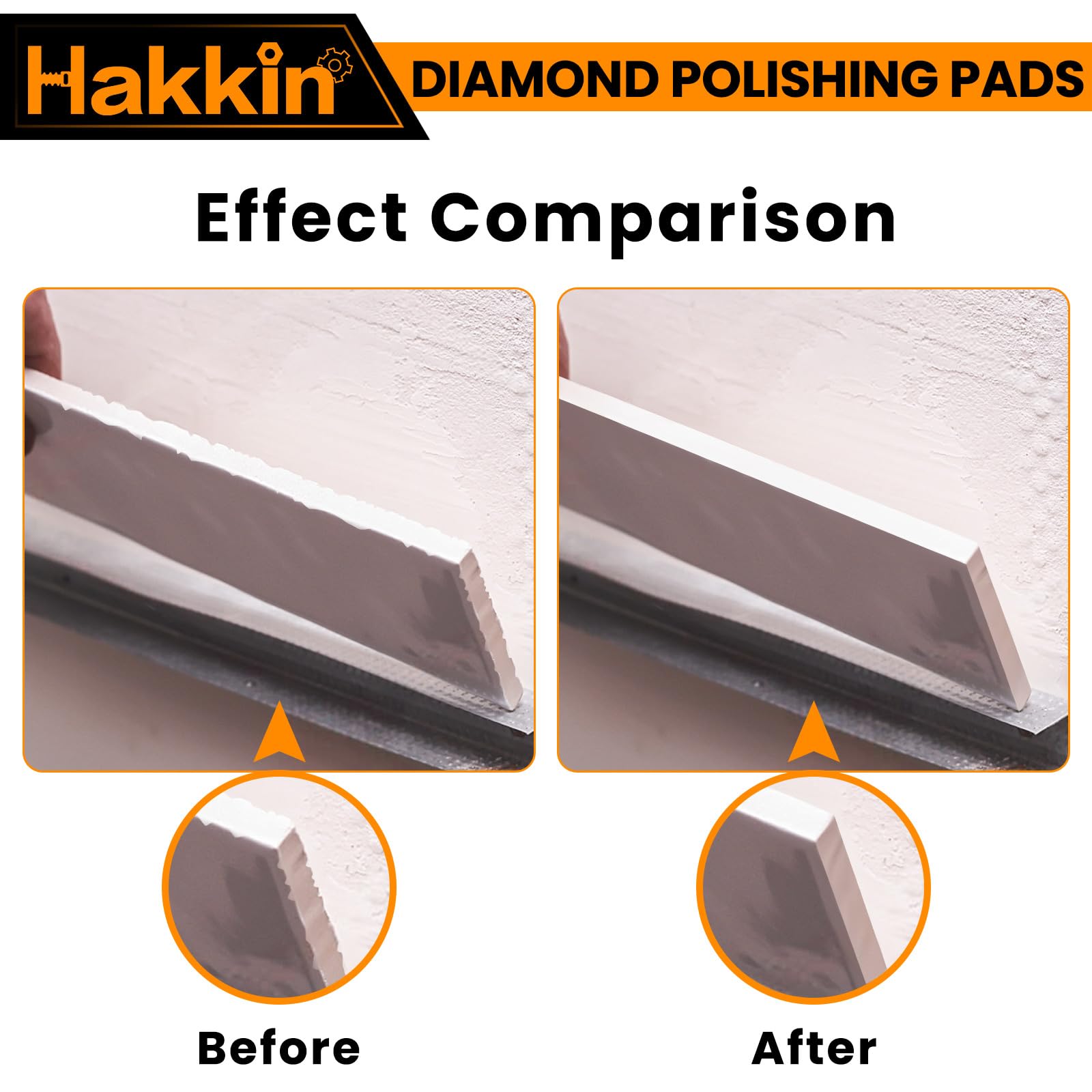Hakkin 5Pcs Diamond Hand Polishing Pads for Ceramic Tile Glass Grinding Sanding Blocks Grit 60#, 100#, 200#, 400#, 1000# - Image 4