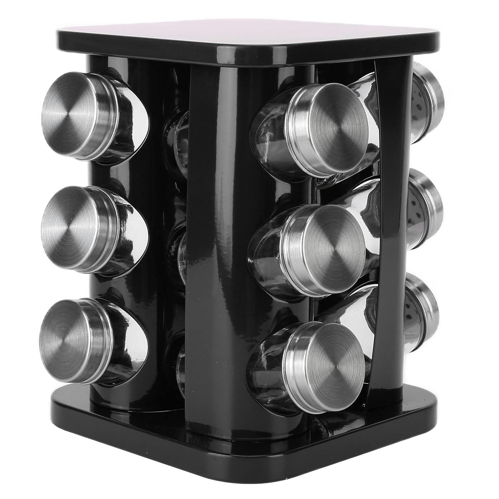 Especiero Giratorio, Especiero Duradero De Acero Inoxidable, Base Estable Conveniente Hermoso Carrusel De Especiero, Para Encimera, Cocina(Negro)