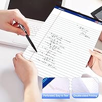 Vista 6 de Paquete de 6 blocs de notas legales con rayas anchas de 8.5 x 11 pulgadas (50 hojas/bloc) de papel reciclado blanco microperforado, bloc de notas