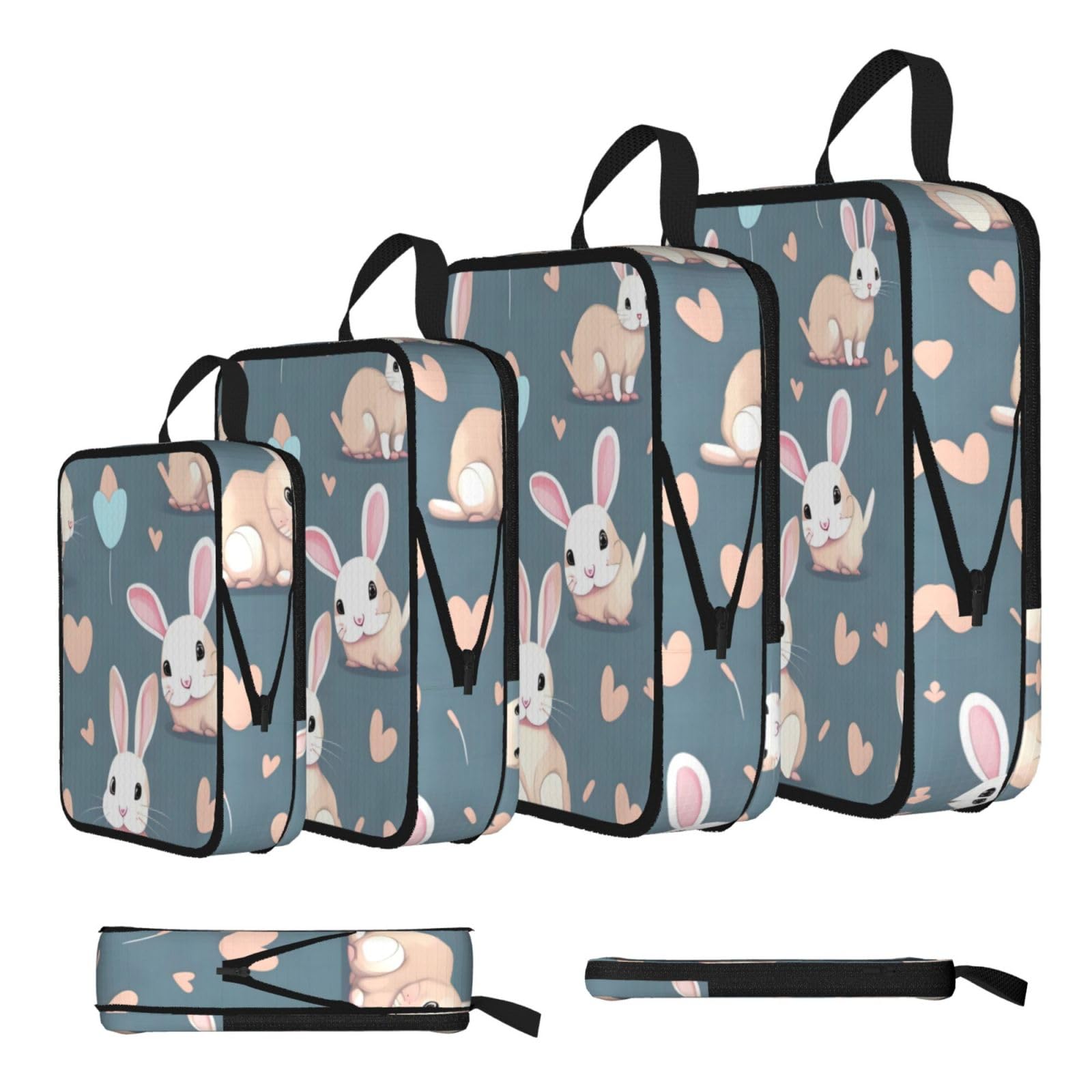 Cartoon cute bunny Compression Packing Cubes 4 Piece Set