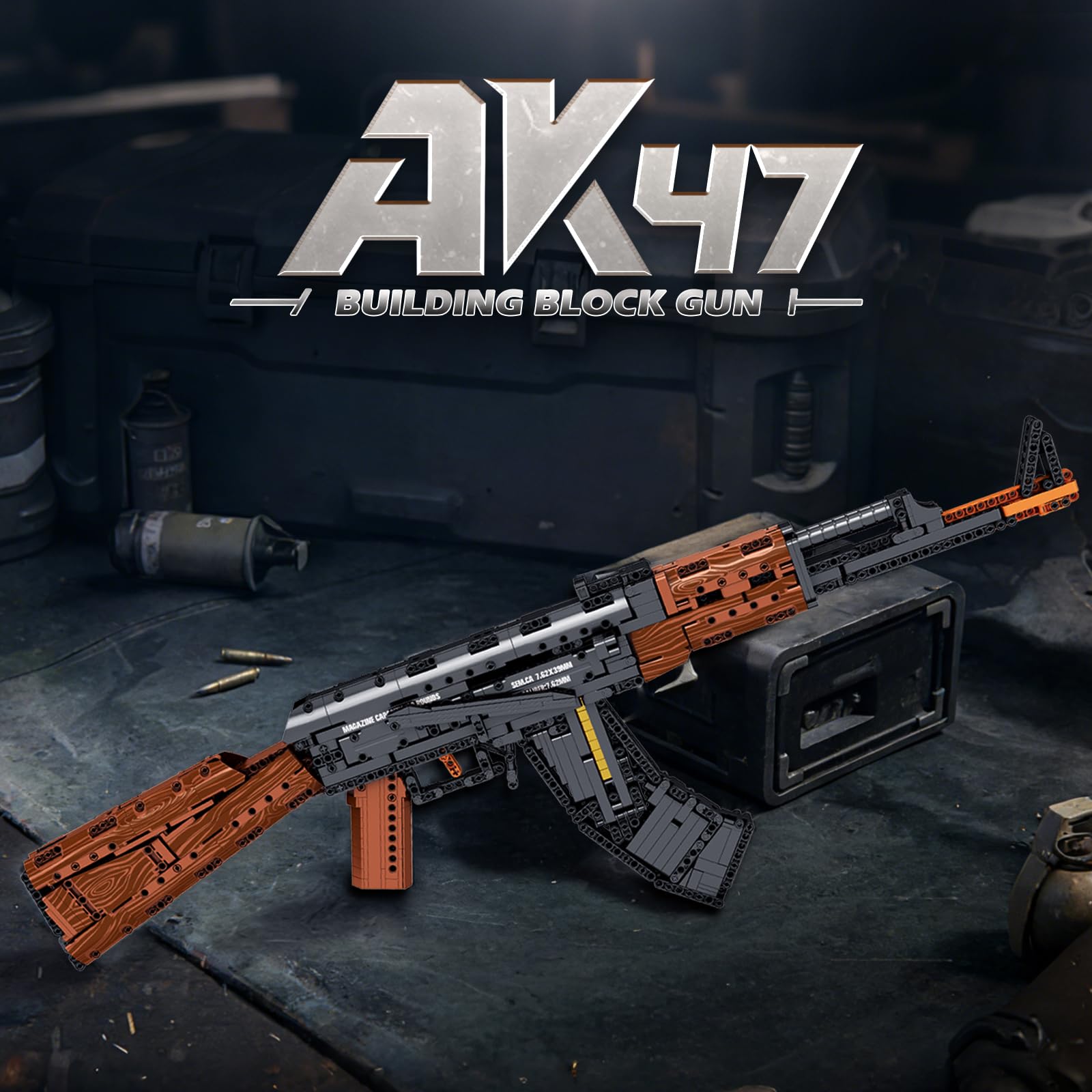 Reobrix Maqueta AK-47 para Adultos, Modelo de Fusil de Asalto en Bloques1:1
