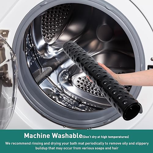 Miniatura 7 de Tapete de ducha cuadrado negro grande antideslizante de 27 x 27 pulgadas, tapete de baño para ducha interior, suelo de baño, tapete de ducha con