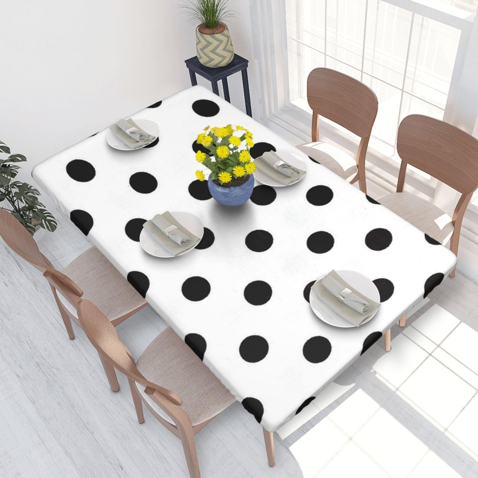 BNVSADC polka dot Printed 4FT Tablecloth 122x76 CM Polyester Kitchen Water Resistant Table Cloth Dining Table Decoration Table Covers
