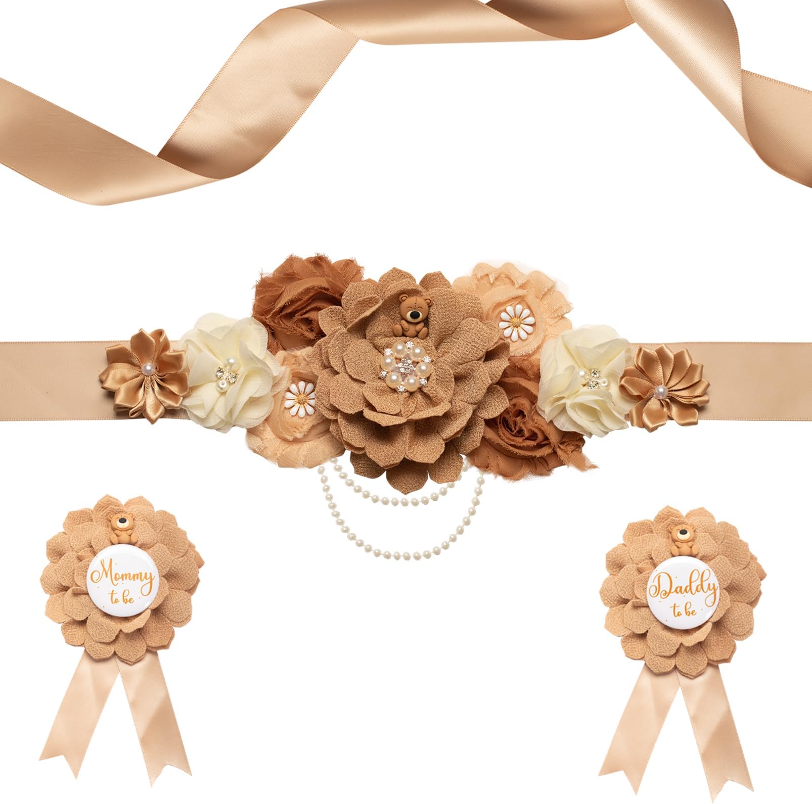Wedding Pails Maternity Sash and Corsage Pin Set Teddy