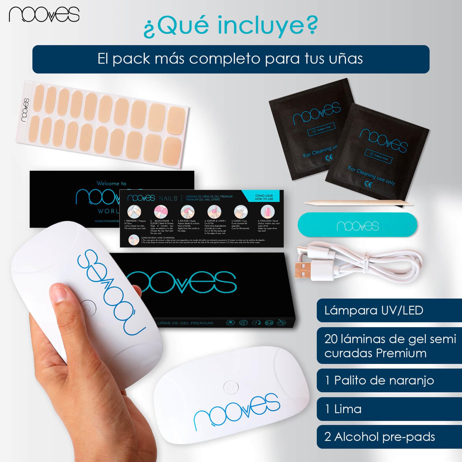 Nooves Premium Manicure Set Gel Sheets for Nails 5 Pieces, Nude Baby Boomer - Image 2