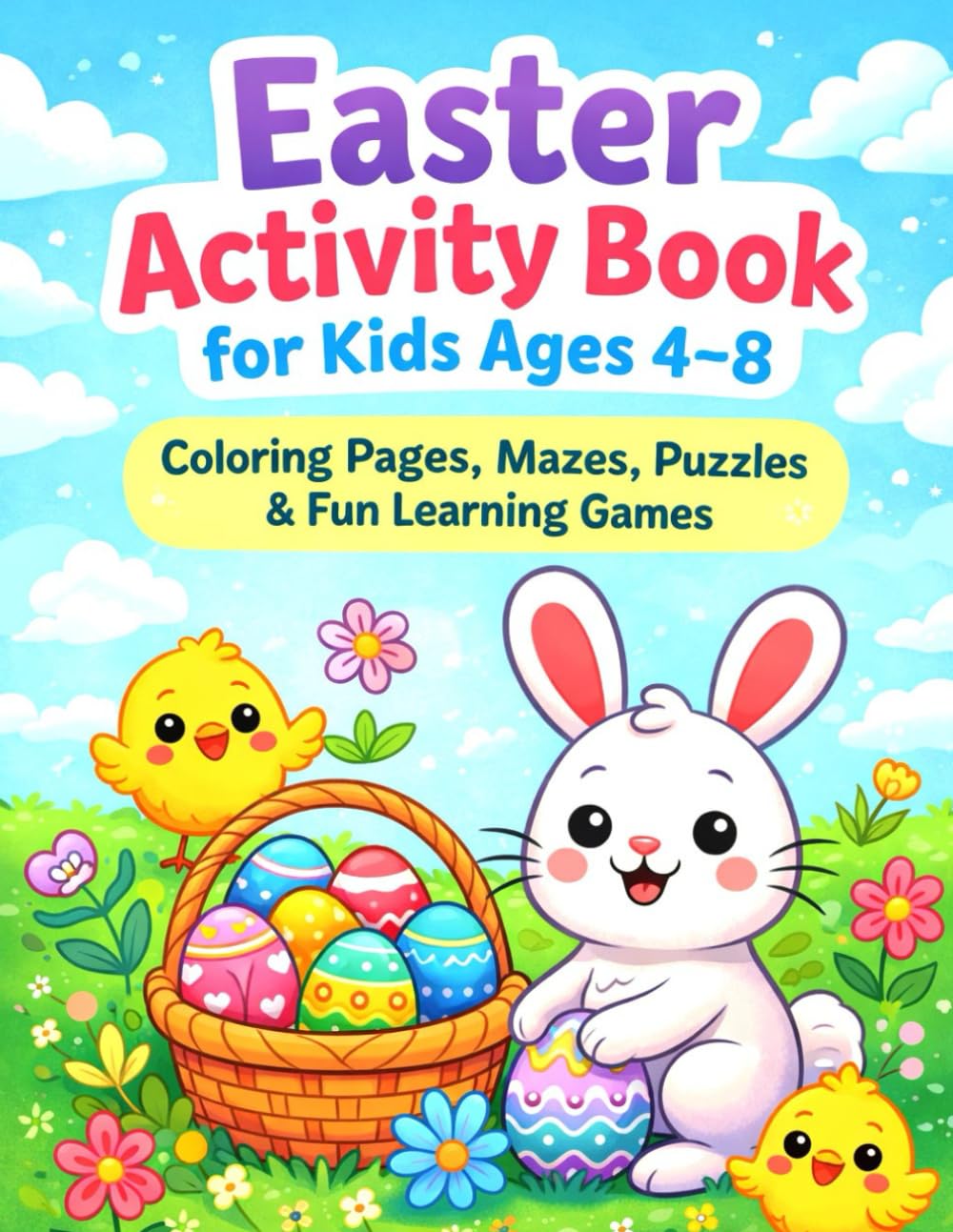 Easter Activity Book for Kids Ages 4–8: Coloring Pages, Mazes, Word Search, Puzzles & Fun Learning Games for Preschool and Kindergarten