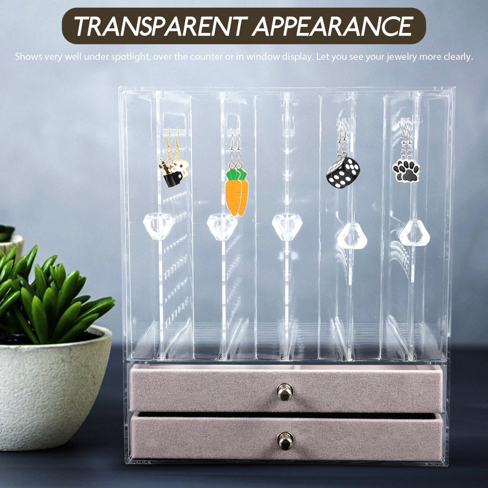 Scatola Organizer Gioielli Acrilica con Cassetto Doppio per Collane