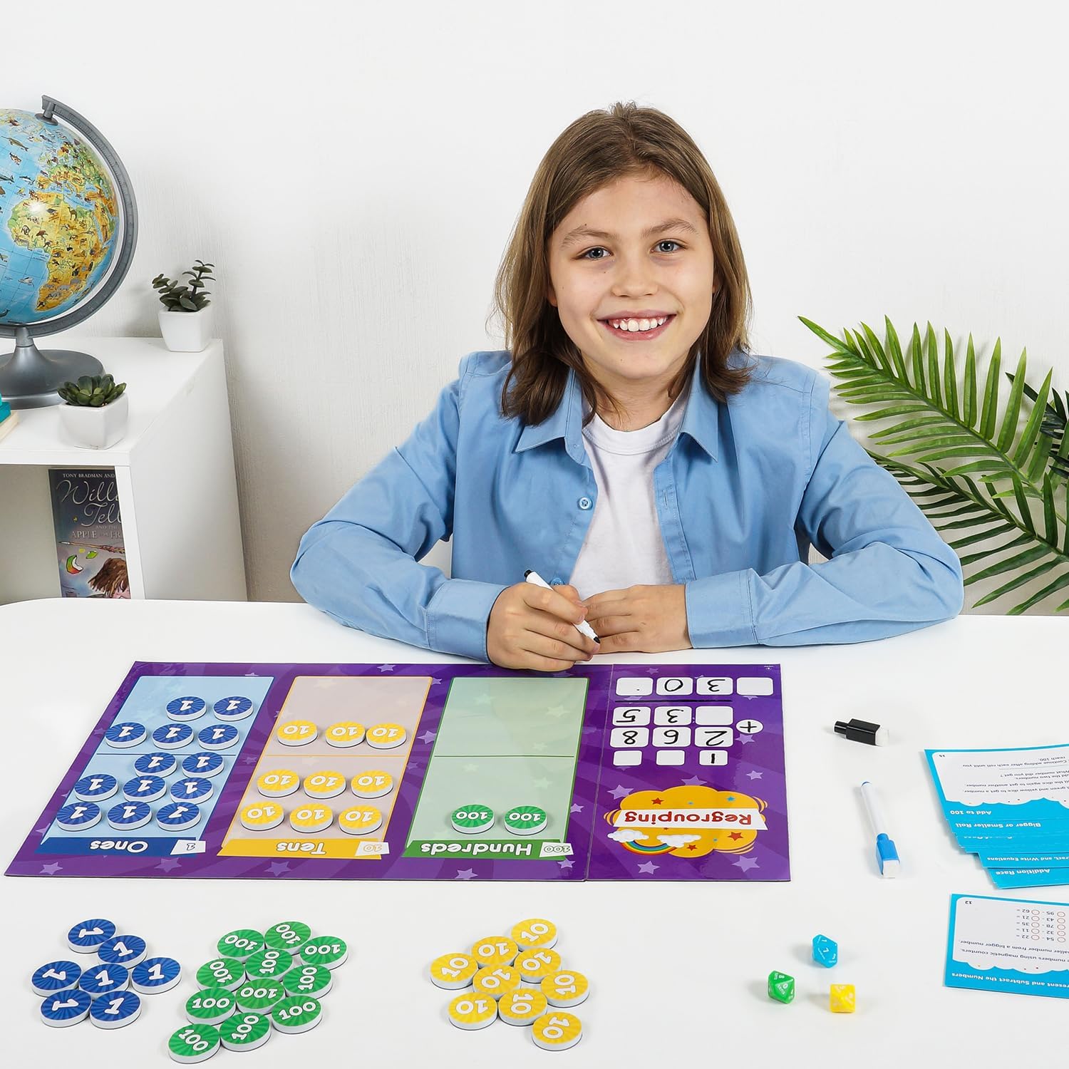 73 PCS Fun Magnetic Regrouping Activities Kit, Place Value Magnets, Magnetic Place Value Chart Mat, Place Value Manipulative 1st 2nd 3rd 4th Grade, Place Value Disks Chips, Base 10 Math - Simply Magic
