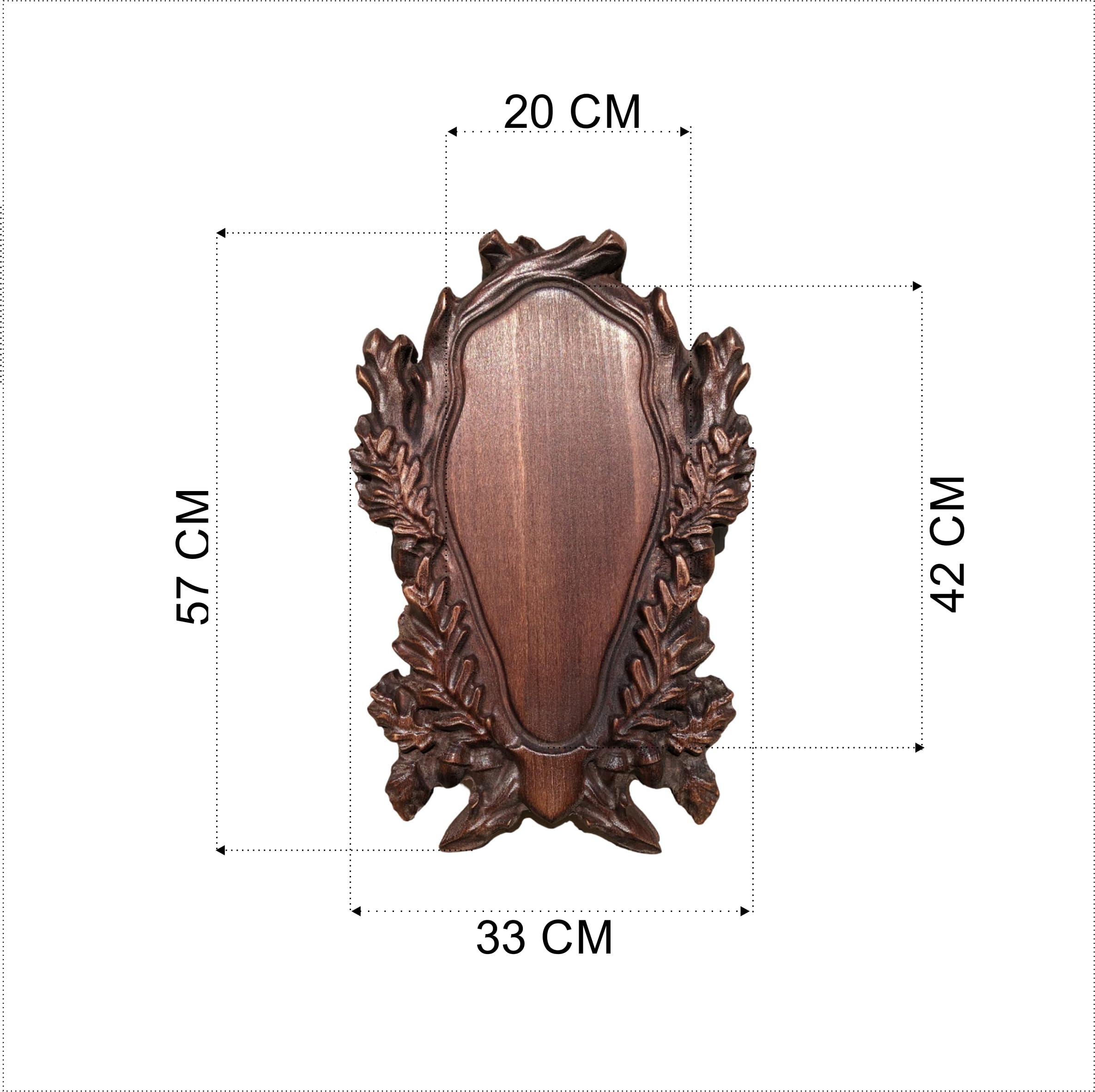 Trophy Shield - Tabla de madera de haya maciza para cazar trofeos de cornamenta como jabalí, ciervo, cabras (K3-43/20)