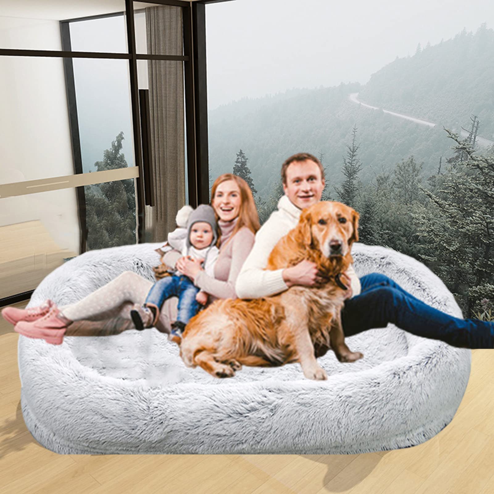 Amazon.co.jp: 人間用犬用ベッド、大人とペット用の巨大な犬用ベッド