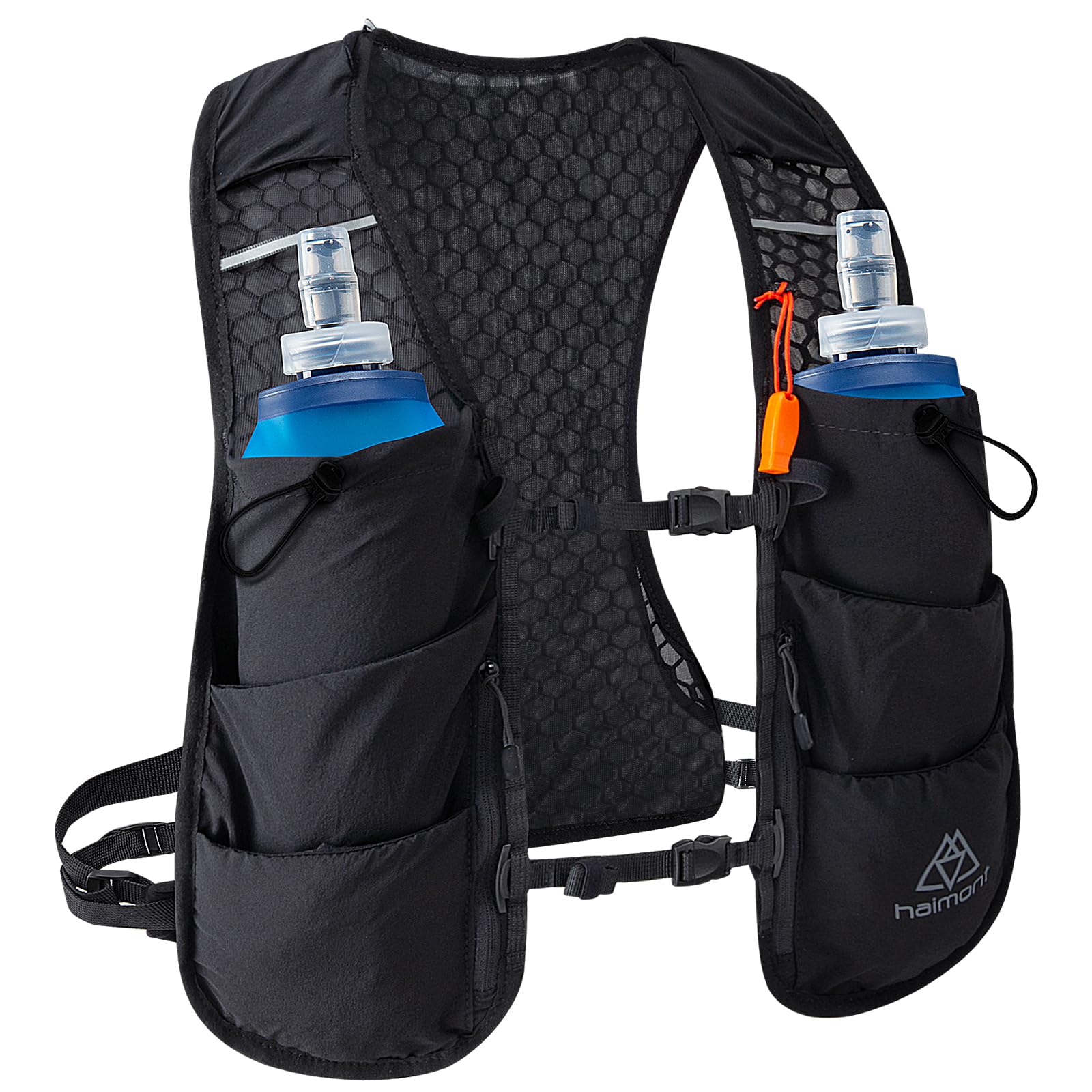 Haimont Ultraleicht Trinkrucksack Trail Rucksack Trinkweste, Hydration Pack Fahrradrucksack für Laufen, Wandern, Marathoner + 2 Soft Flask 500ML Wasserflasche