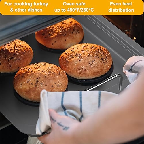 Miniatura 7 de SafBbcue Paquete de 2 sartenes para hornear lasaña de pavo de Acción de Gracias para hornos, sartén para asar Navidad, ideal para asar lasaña de