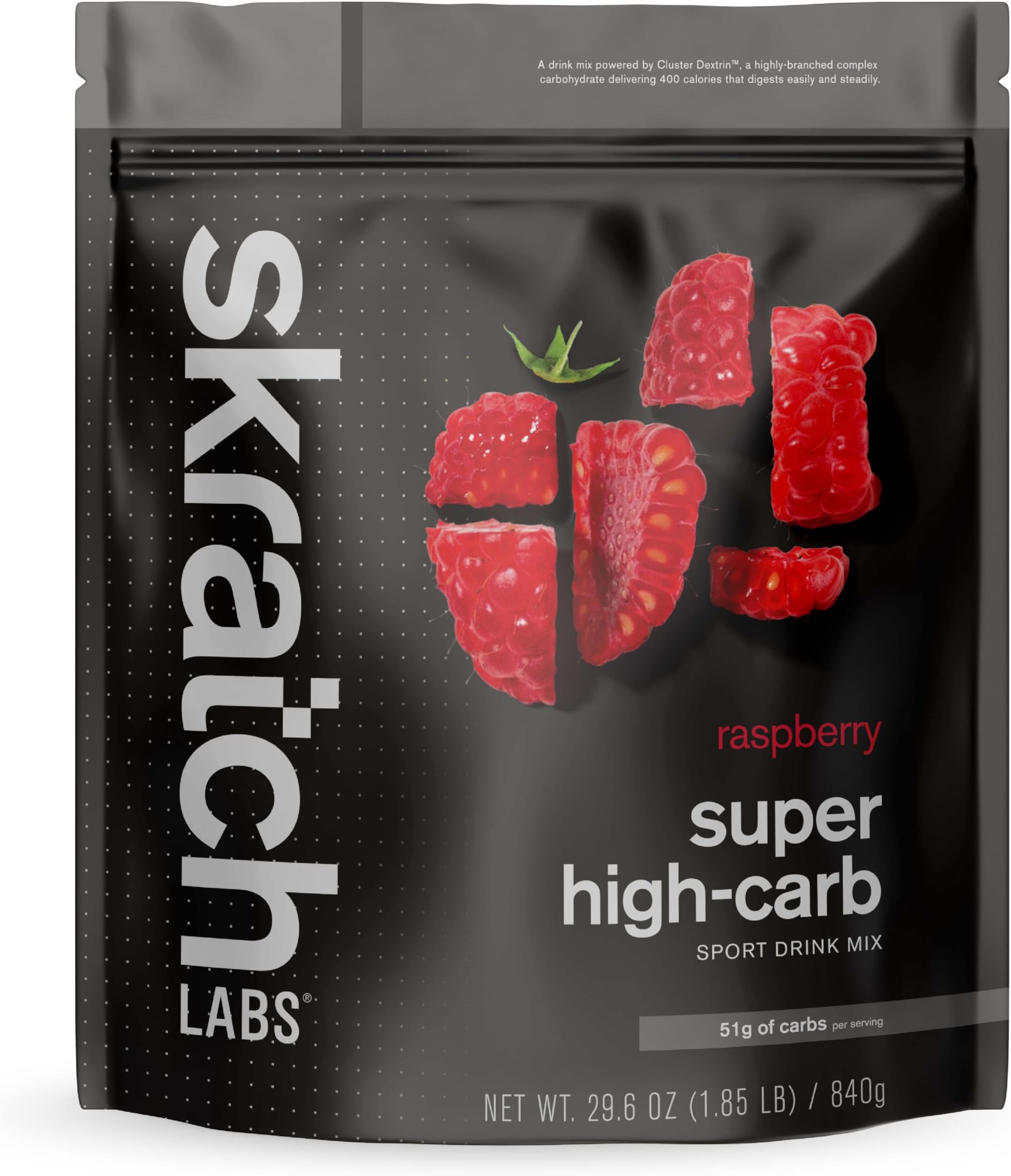 Skratch Labs Super High-Carb Drink Mix Packets - Carbohydrate Powder - Cluster Dextrin and Electrolytes - Endurance Energy- Energy Gel Alternative - Raspberry - 16 Servings - Non-GMO