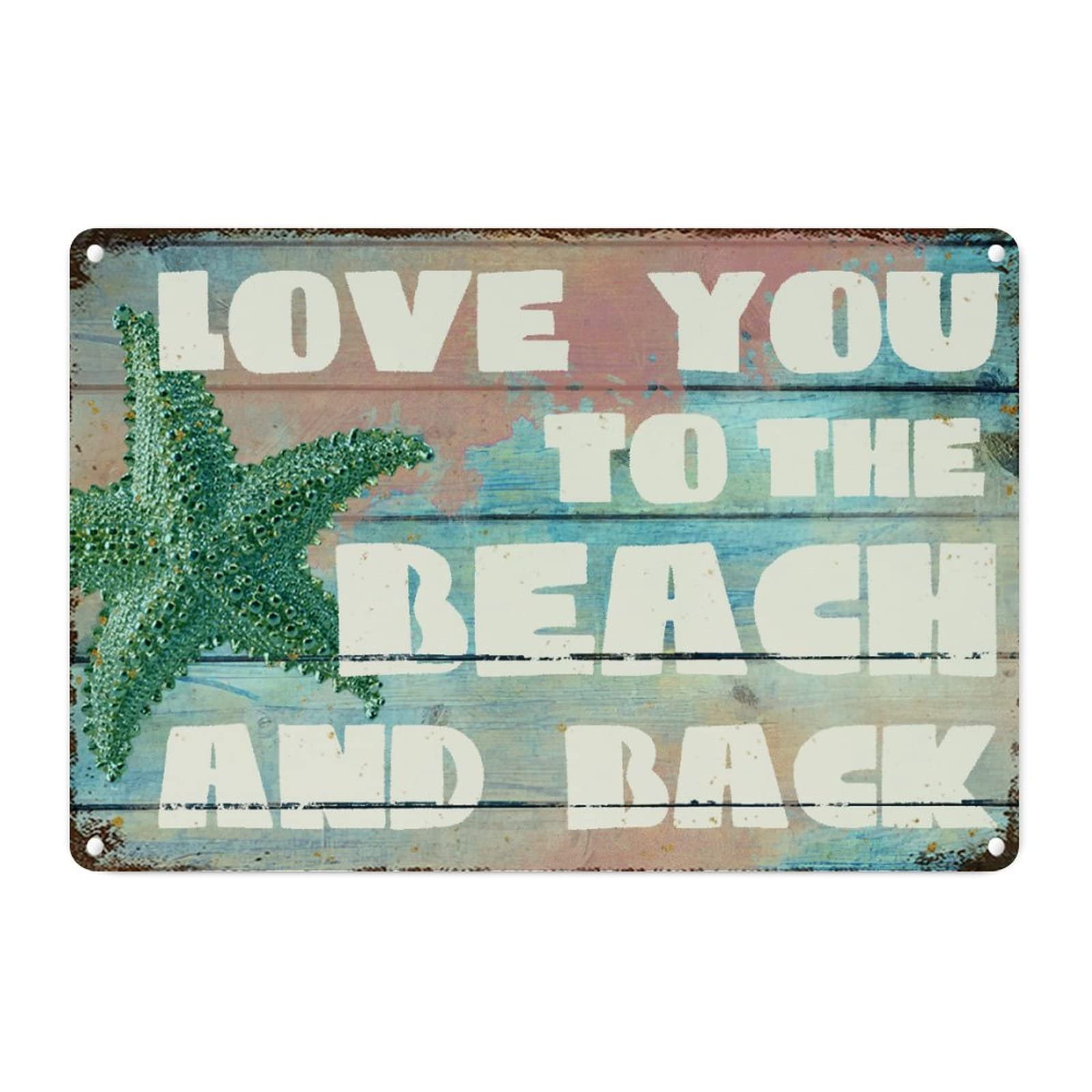 Plaque en métal vintage décorative Love You To The Beach pour mur extérieur et intérieur