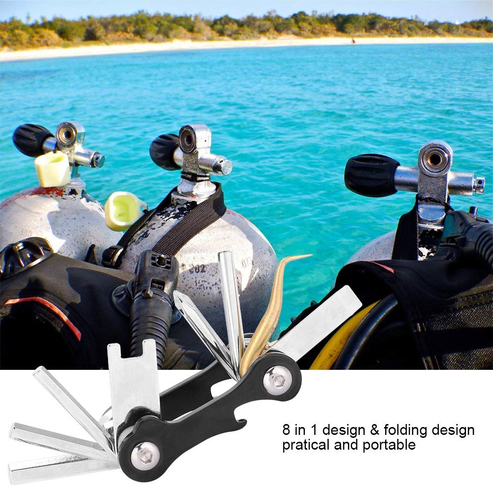 QANYEGN Folding Hex Wrench, Hex Wrench Set, 8 in 1 Wrench Repair Tool Set for Repai Diving Equipment