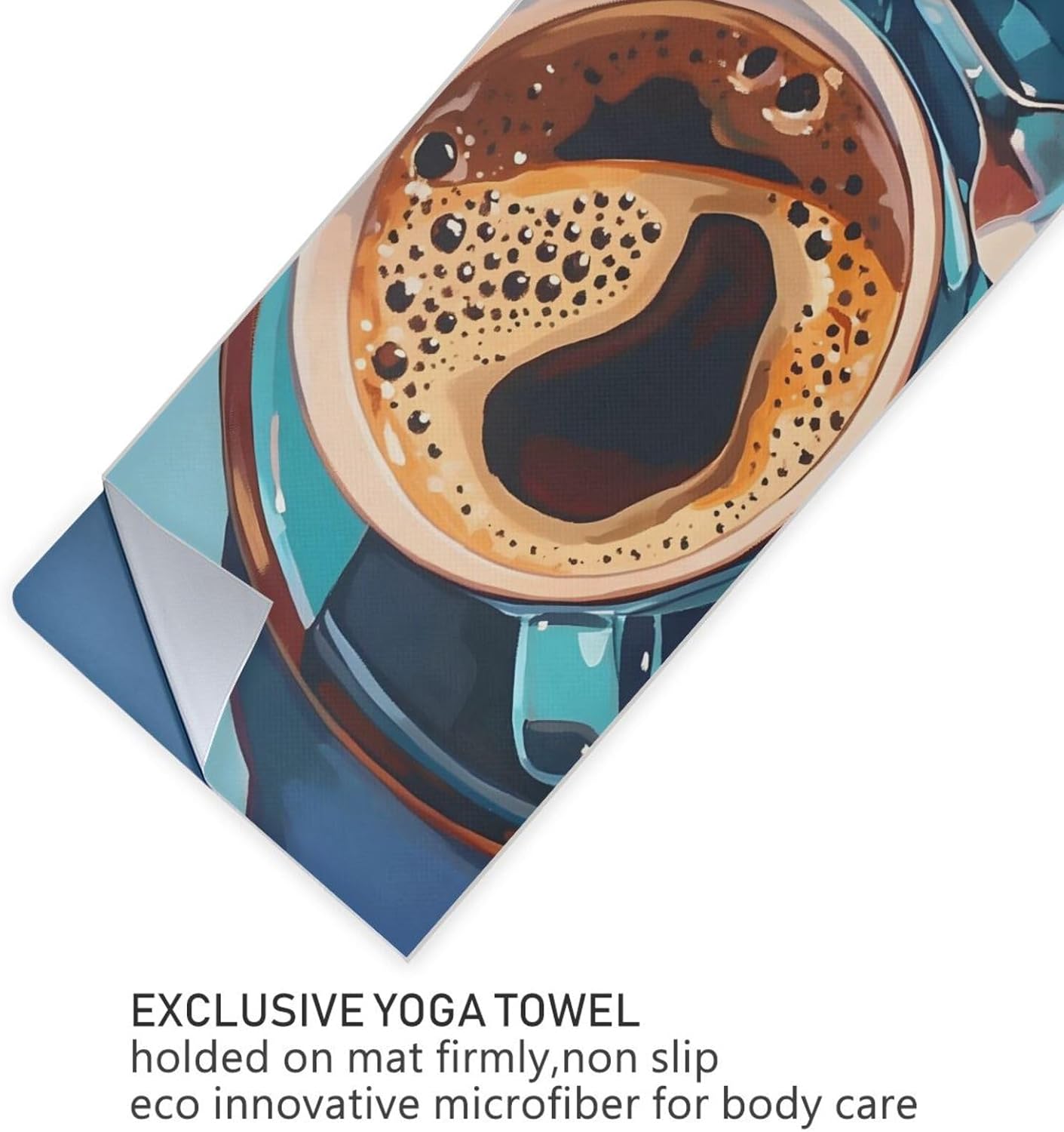 Coffee Closeup Yoga Mat Towel with Silicone Grip Dot – 73"x27" Non-Slip Sweat Absorbent Microfiber Yoga Towel for Home Gym Studio