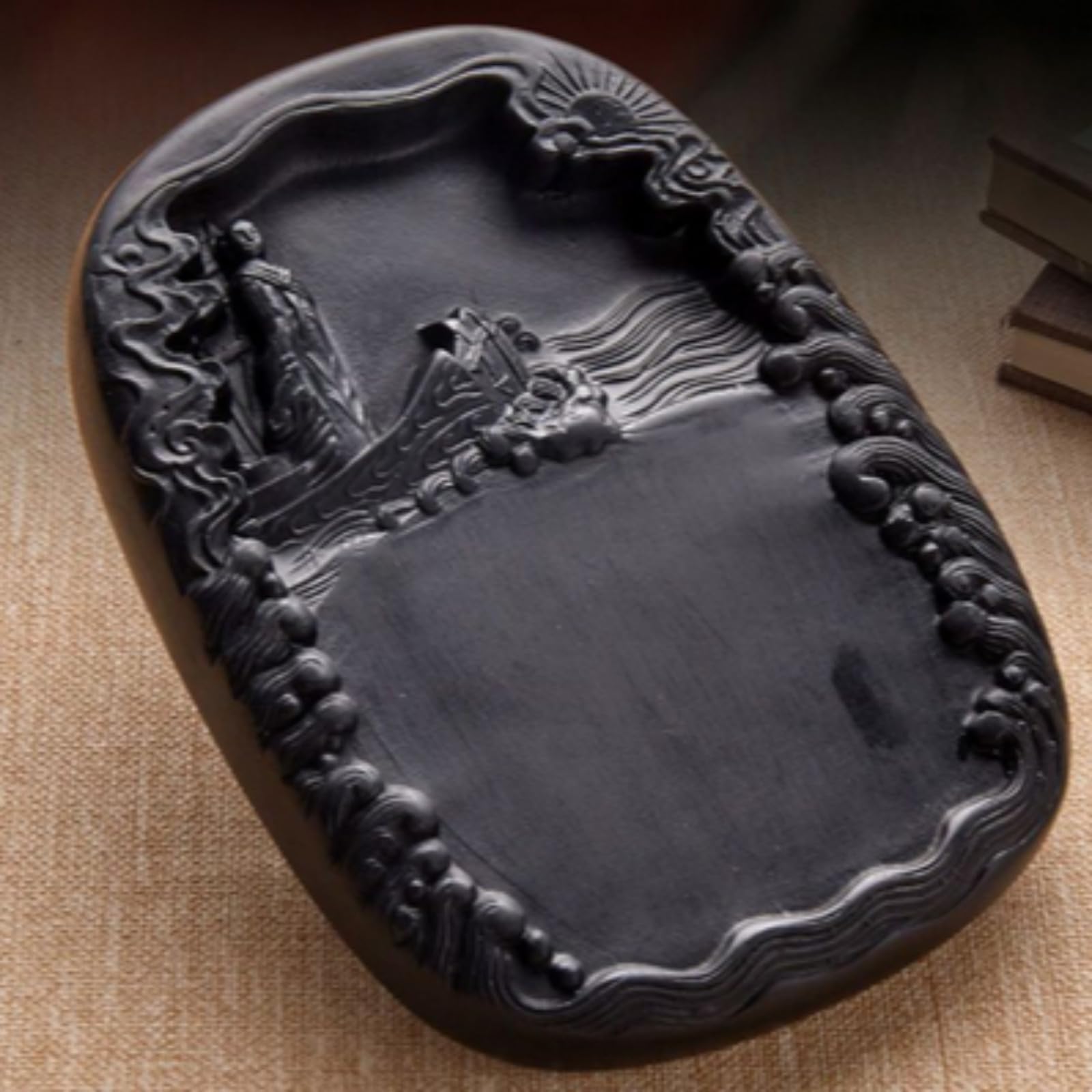 Inkstone Décoration calligraphie chinoise 16,2 cm
