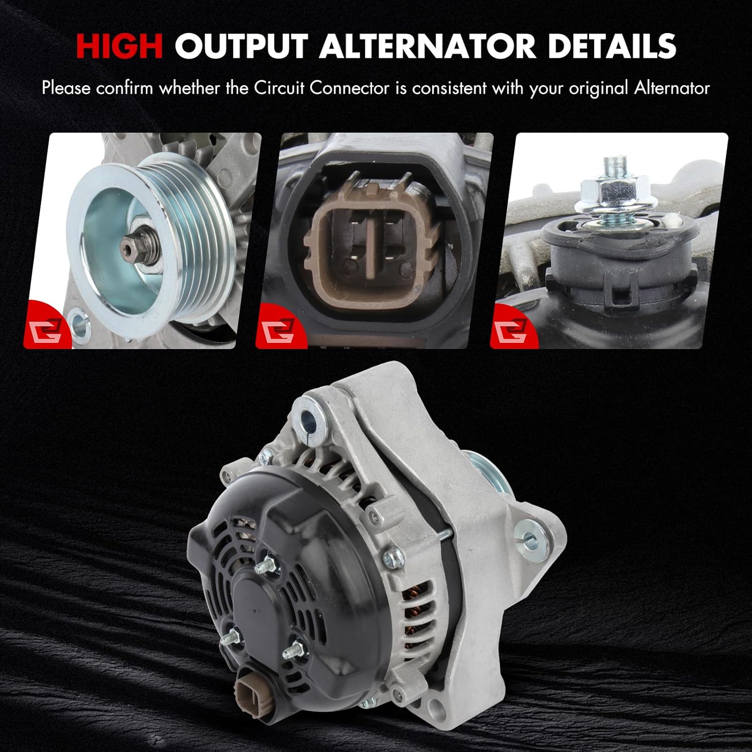 Alternator Fit V8 4.7L for Toyota 4Runner 2003-2009 for Sequoia 2003-2007 for Land Cruiser 2005-2007, for Lexus for LX470 2006-2007 for GX470 2003-2009, 130Amp/12Volt, 13994 27060-0F040