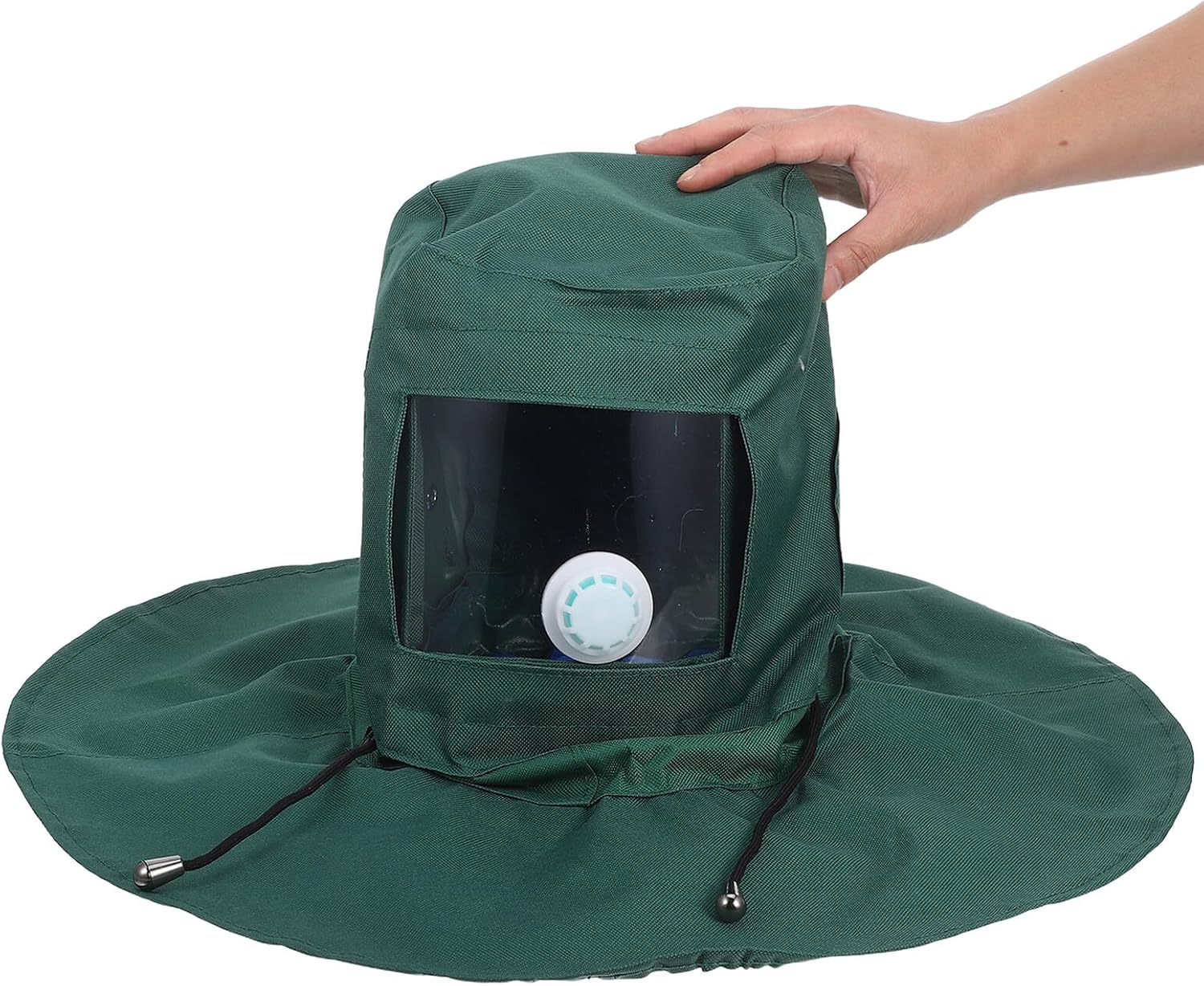 Protective Sandblasting Hood Mask with Lightweight Shawl Cap and Replacement Glass Lens, Dustproof Grinding Safety Mask for Industrial Sandblasting and Painting Applications