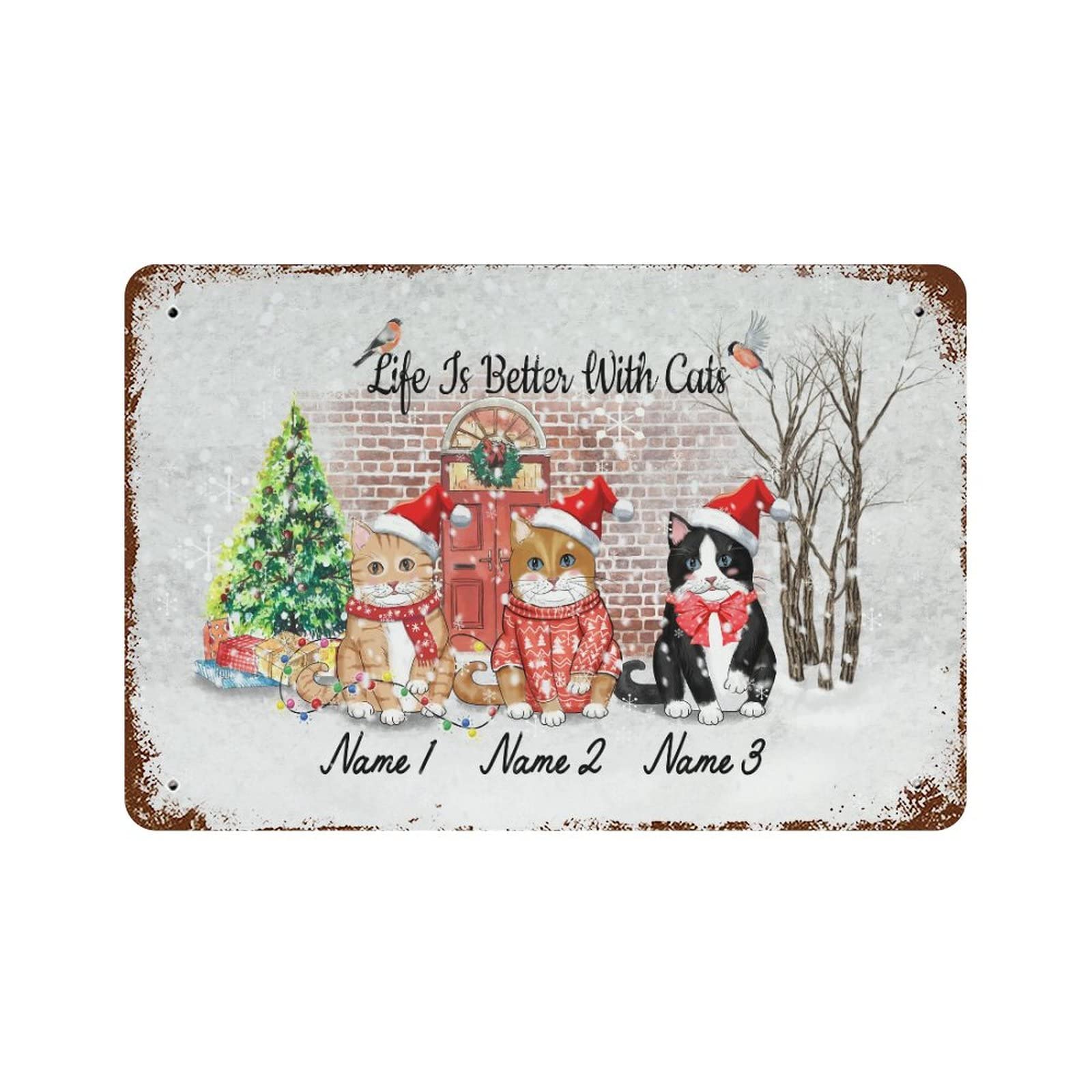 Plaque murale rétro chat pour réchauffer l'ambiance du salon à Noël