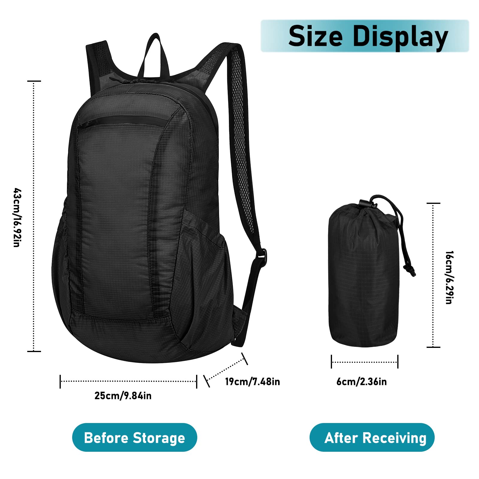 ParkPack Leichter Tagesrucksack 20 L – Faltbar, Wasserabweisend Für Freizeitparks & Reisen