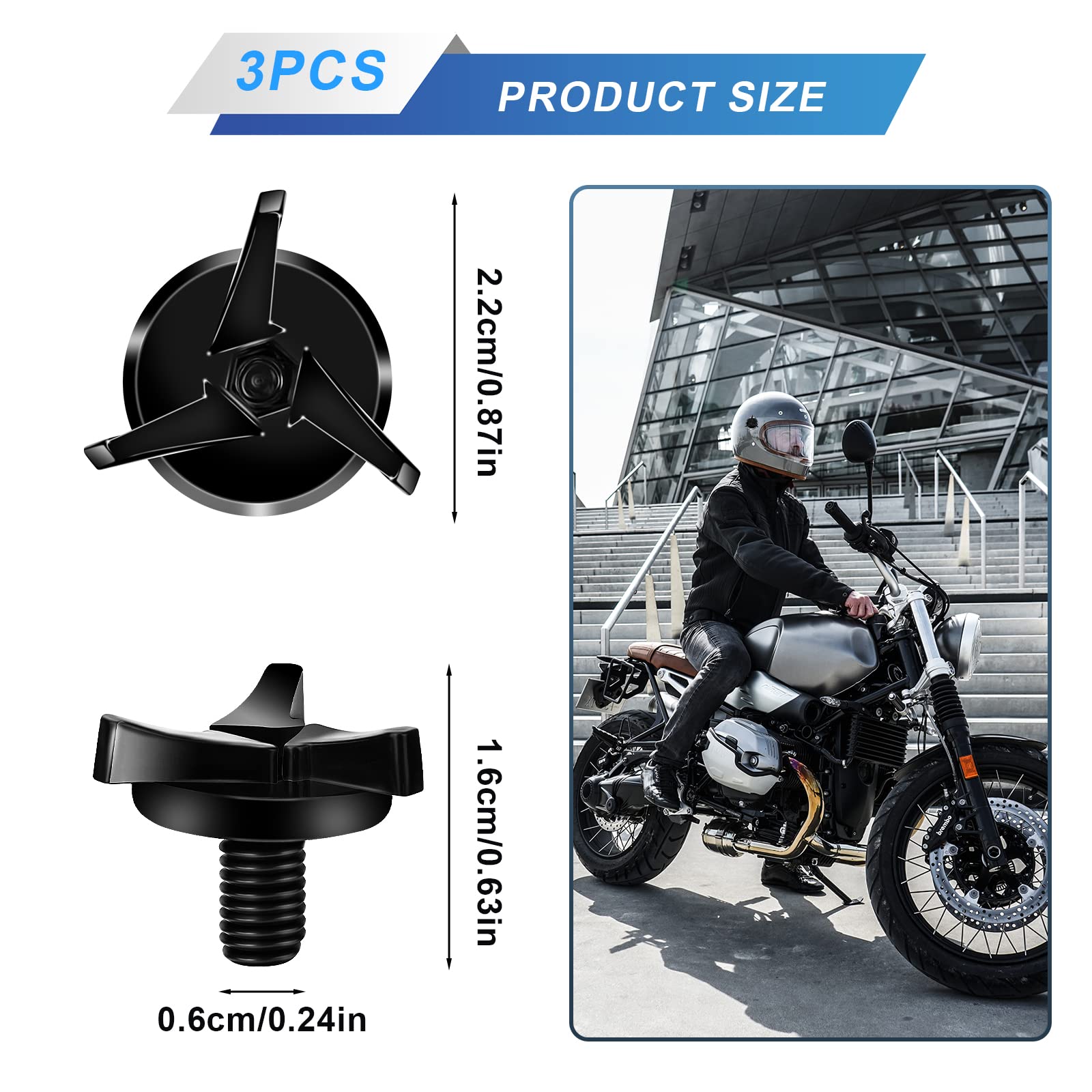 3pcs Helmet Screws, Motorcycle Helmet Screws Motorcycle Helmet Visor Screws Motorcycle Helmet Accessories (Black)