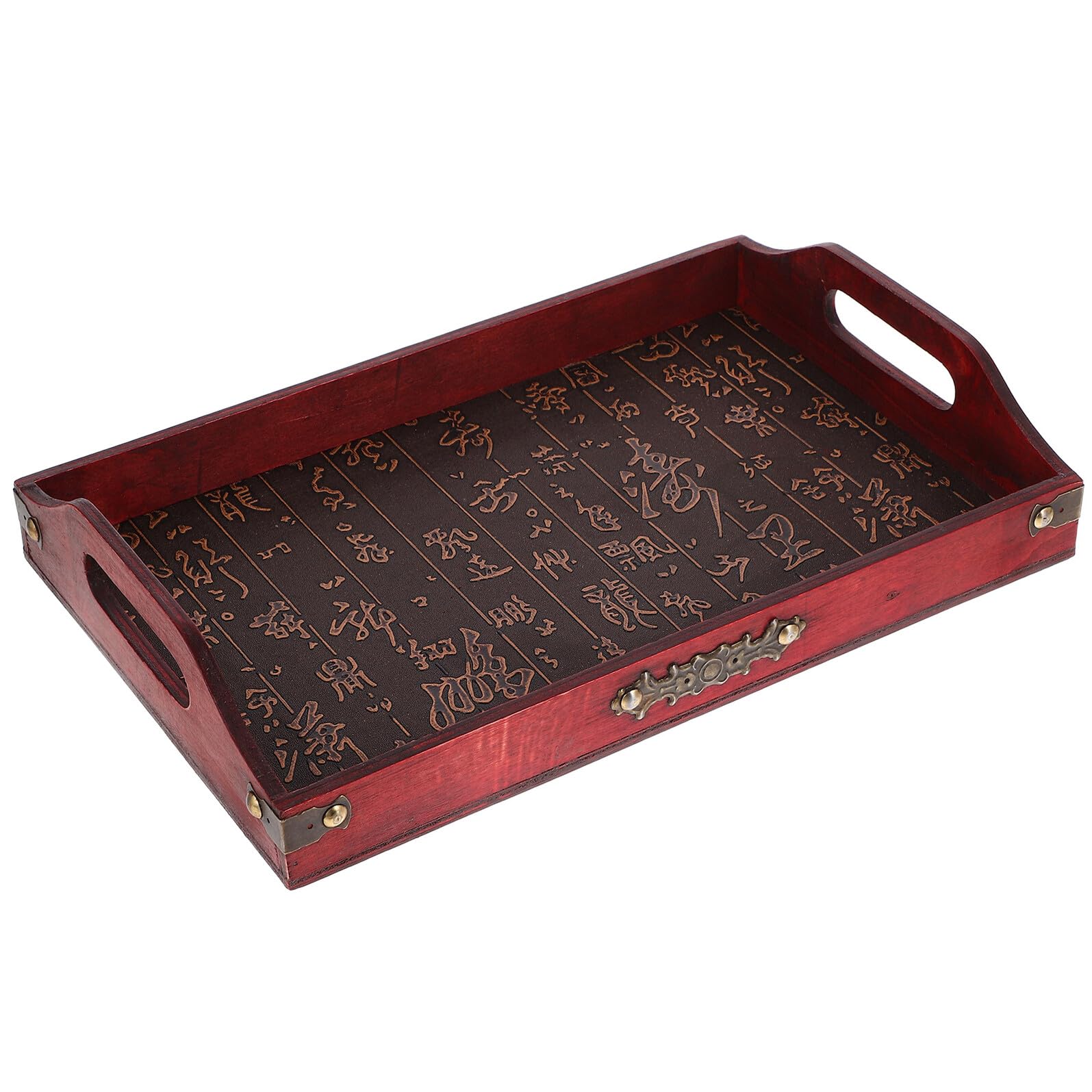 Bandeja de Madera para Fruta y Té Cuadrada, Tamaño Pequeño, Material Madera Natural, Diseño Estilo Chino, Adecuado para Servir en Hogar y Catering, Bandeja Decorativa Multiusos