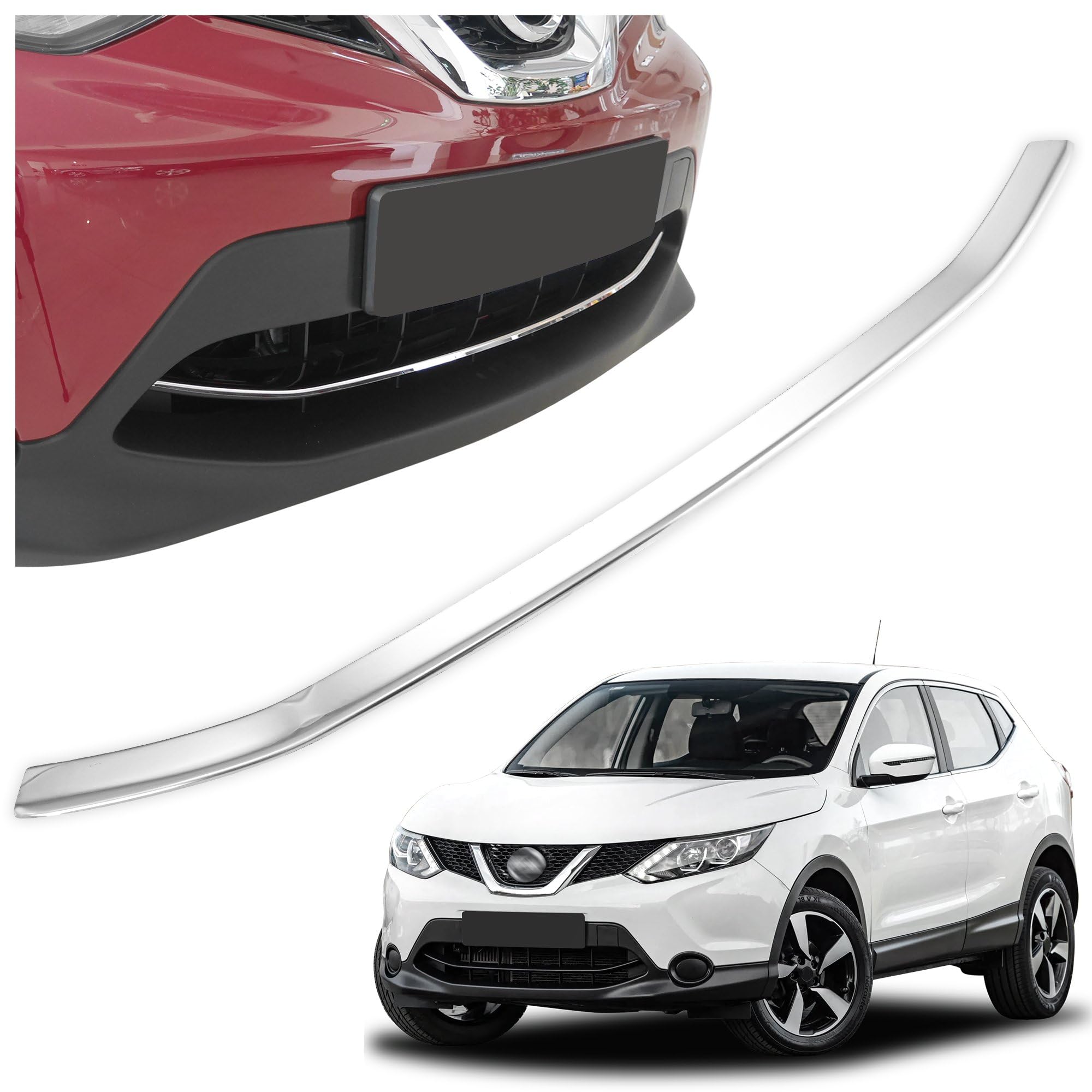 CHROMEMASTER | Compatible avec Nissan Qashqai 2014-2017 | Bande de Calandre de Pare-chocs Avant ; Acier Inoxydable Poli | Neues, Ajustement Parfait ; Nouveau Look Attrayant de la Voiture