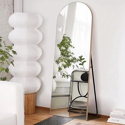 Miniatura 2 de KIAYACI - Espejo arqueado de longitud completa con soporte, para apoyar en el suelo, para dormitorio o vestidor, espejo de cuerpo completo para