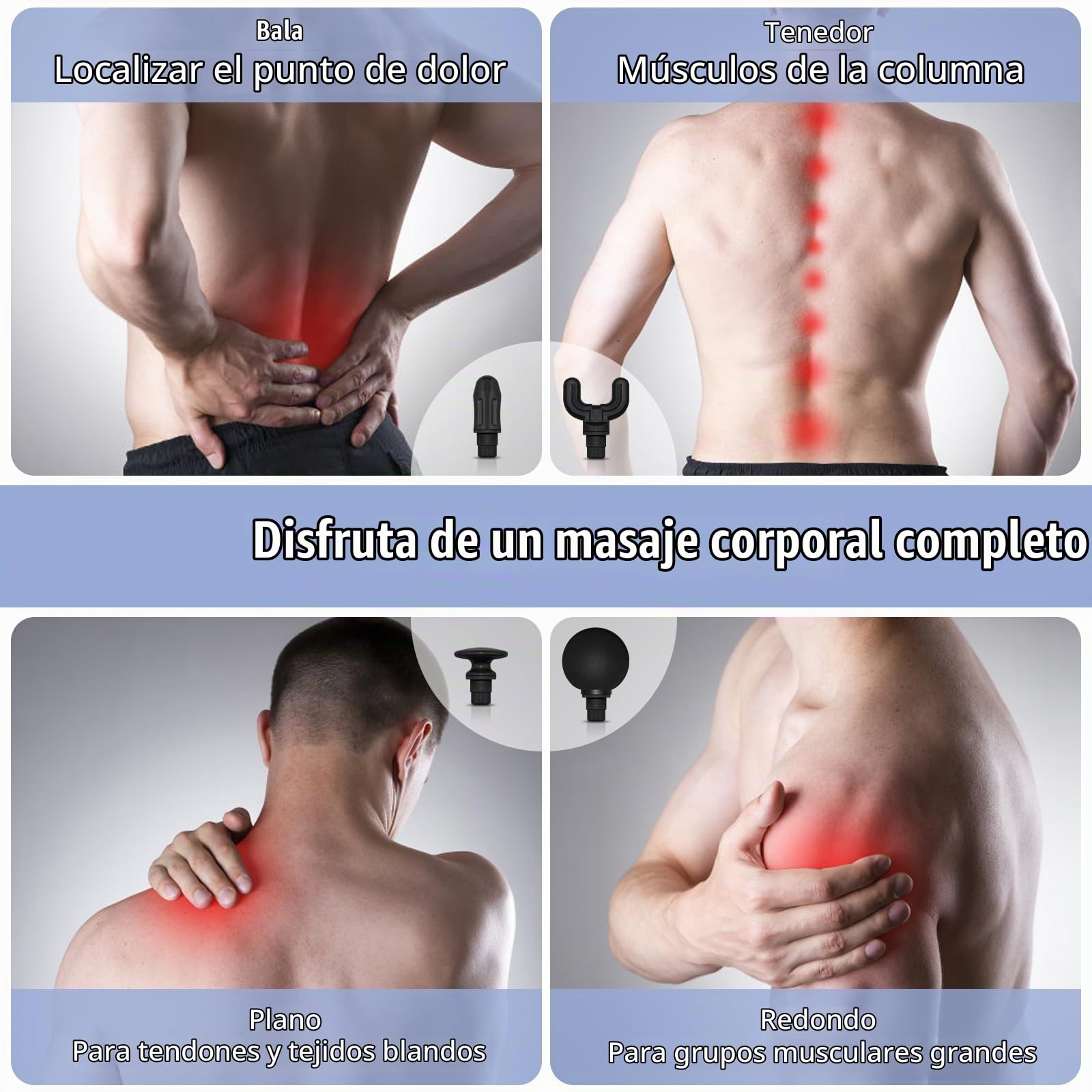 Pistola de Masaje Muscular con Mango Extensible Desmontable, Pistola Masaje Massage Gun Profesional Eléctrica with LED Screen para Relajación, Aliviar el Dolor
