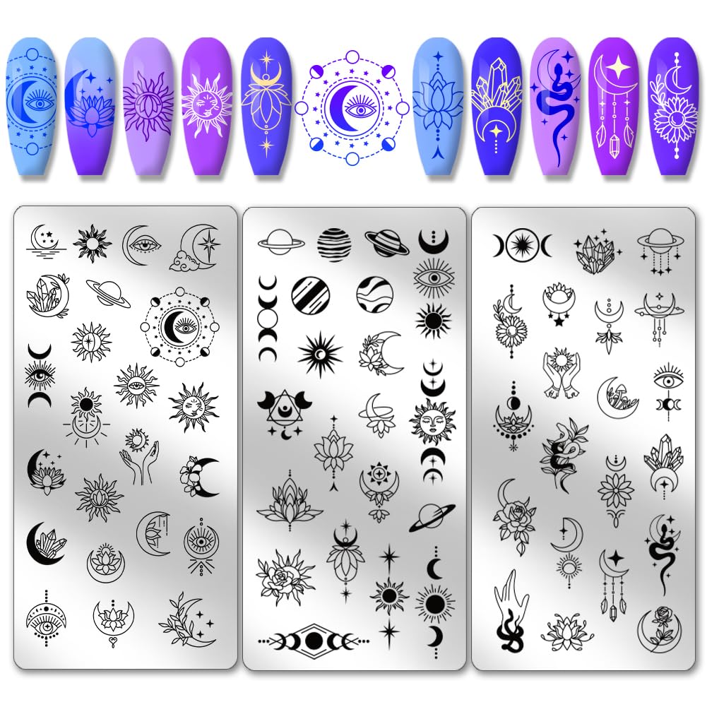 PH PandaHall 3pcs Astrolabe Nail Stamping Plates