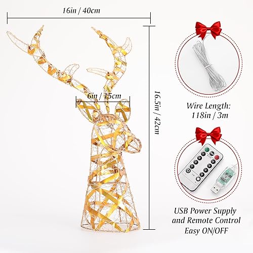 Miniatura 22 de Decoración para árbol de Navidad con 8 modos de iluminación, decoración de árbol con iluminación USB con 20 luces LED, decoración brillante
