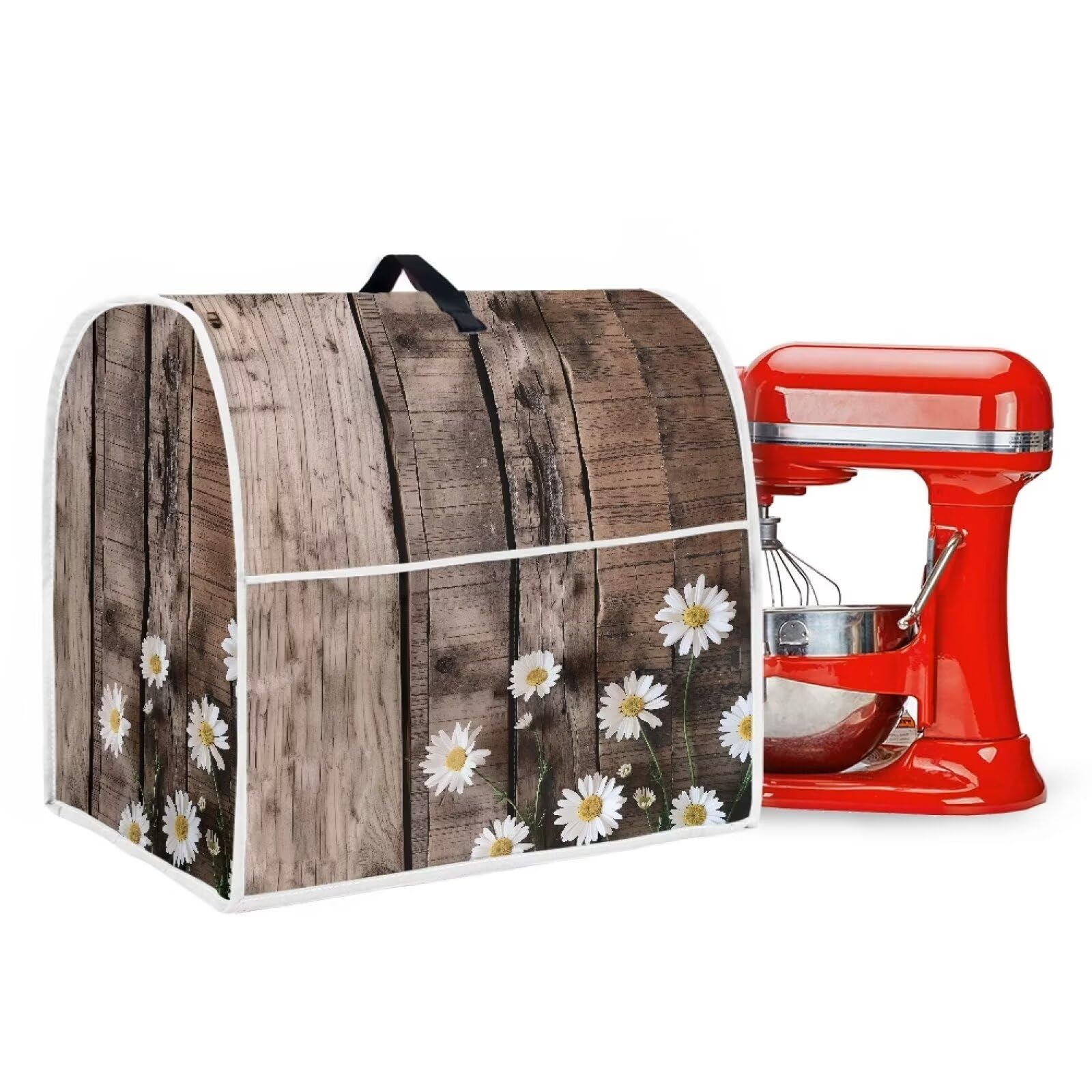 Stand Mixer Cover Mixer Cover Dust Cover with Front Pockets Wood Print Daisy Kitchen Small Appliance Cover for 6-8 Quart Mixers Decor Dust Protection Food Processor Cover