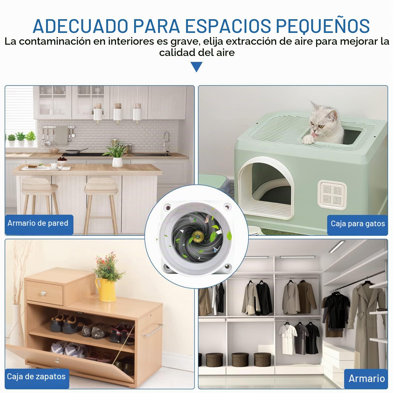 Ventilador de conducto de 2'', pequeño extractor de aire para baño, de flujo mixto, para oficina, baño, aseo, cocina, invernadero, Ø50 mm, 36 m³/h
