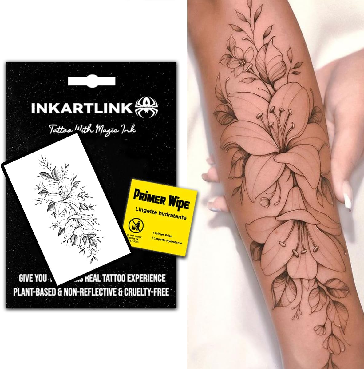Semi Permanent Tattoo, 15-day Temporary Tattoo, Flower Tattoo for Women, Waterproof and Anti-reflective, Exquisite Packaging, Unique Design (Flowers 7)