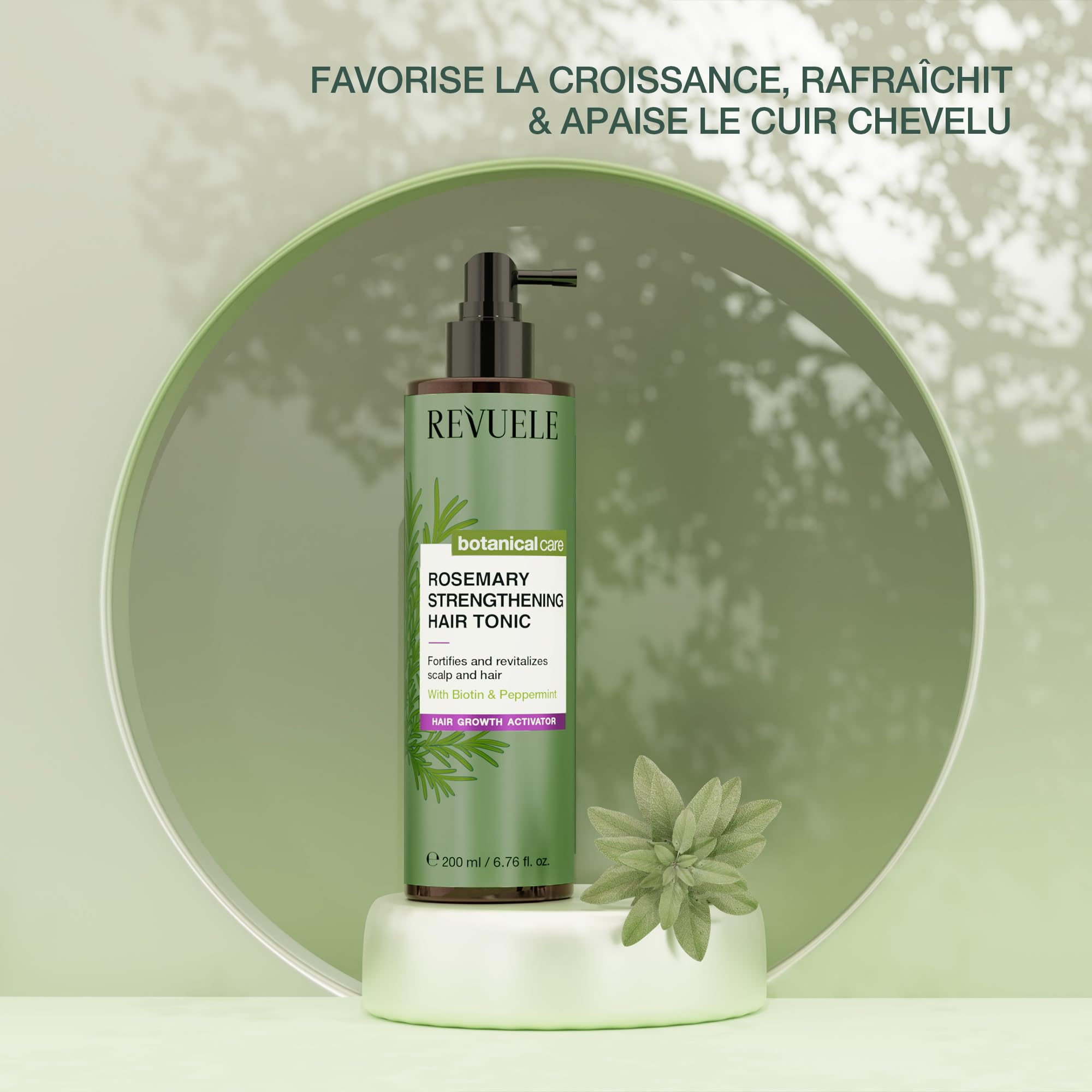 Le REVUELE Spray Rinforzante au Romarin pour Cheveux – Énergise le Cuir Chevelu, Stimule la Croissance, Renforce Racines et Longueurs, 150 ml