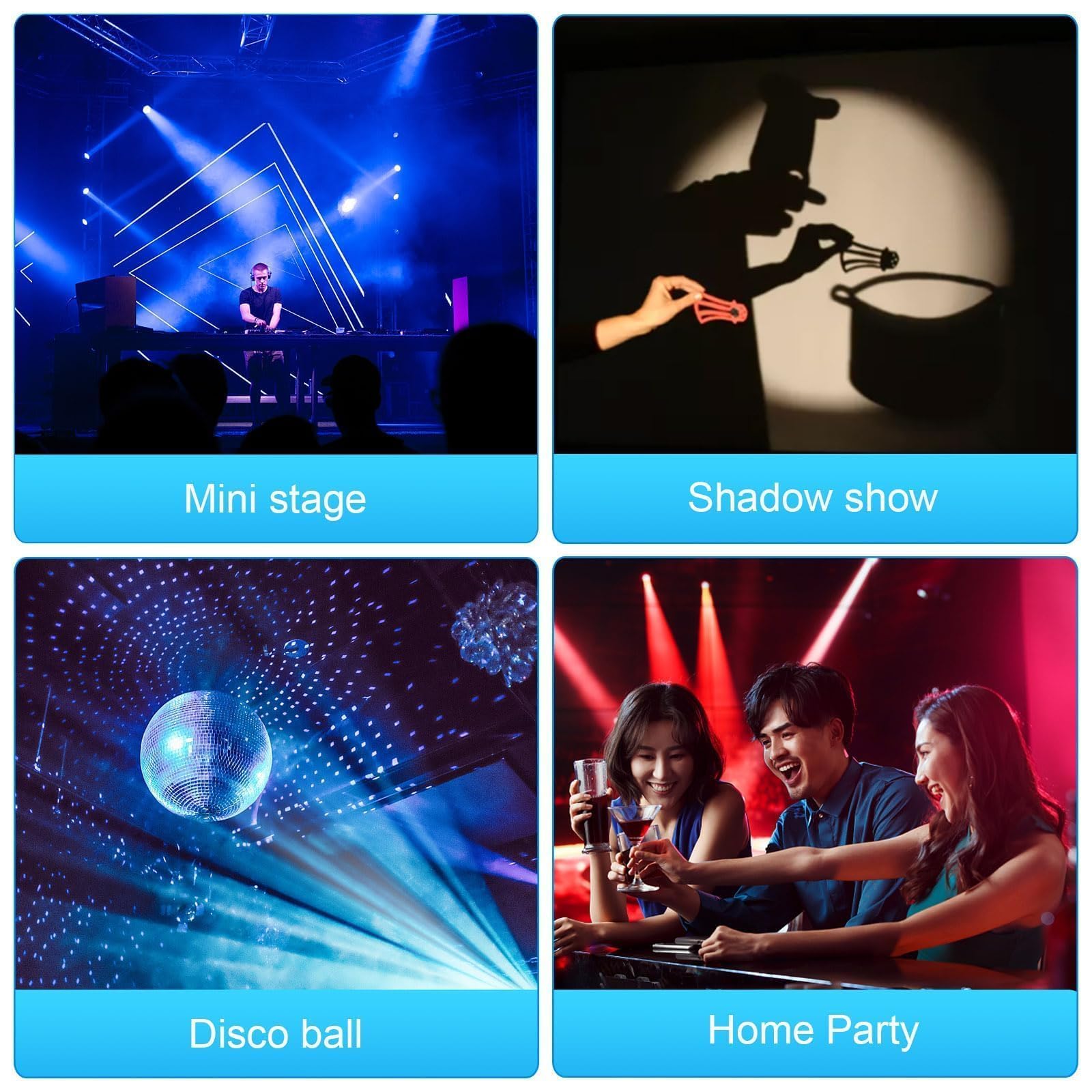 Pack de 3 15W LED Pinspot Luz, Czgor Pin spot LED RGBW 4 en 1 Bola de Espejos Proyector con Control Remoto y 3 modelos de iluminación, Foco Pin Spotlight Ultrabrillante para Fiestas Clubes Bares Bodas
